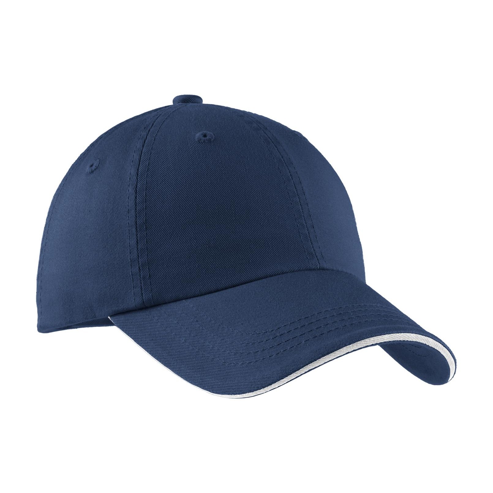 Sandwich Bill Cap with Striped Closure - Thumbnail Image