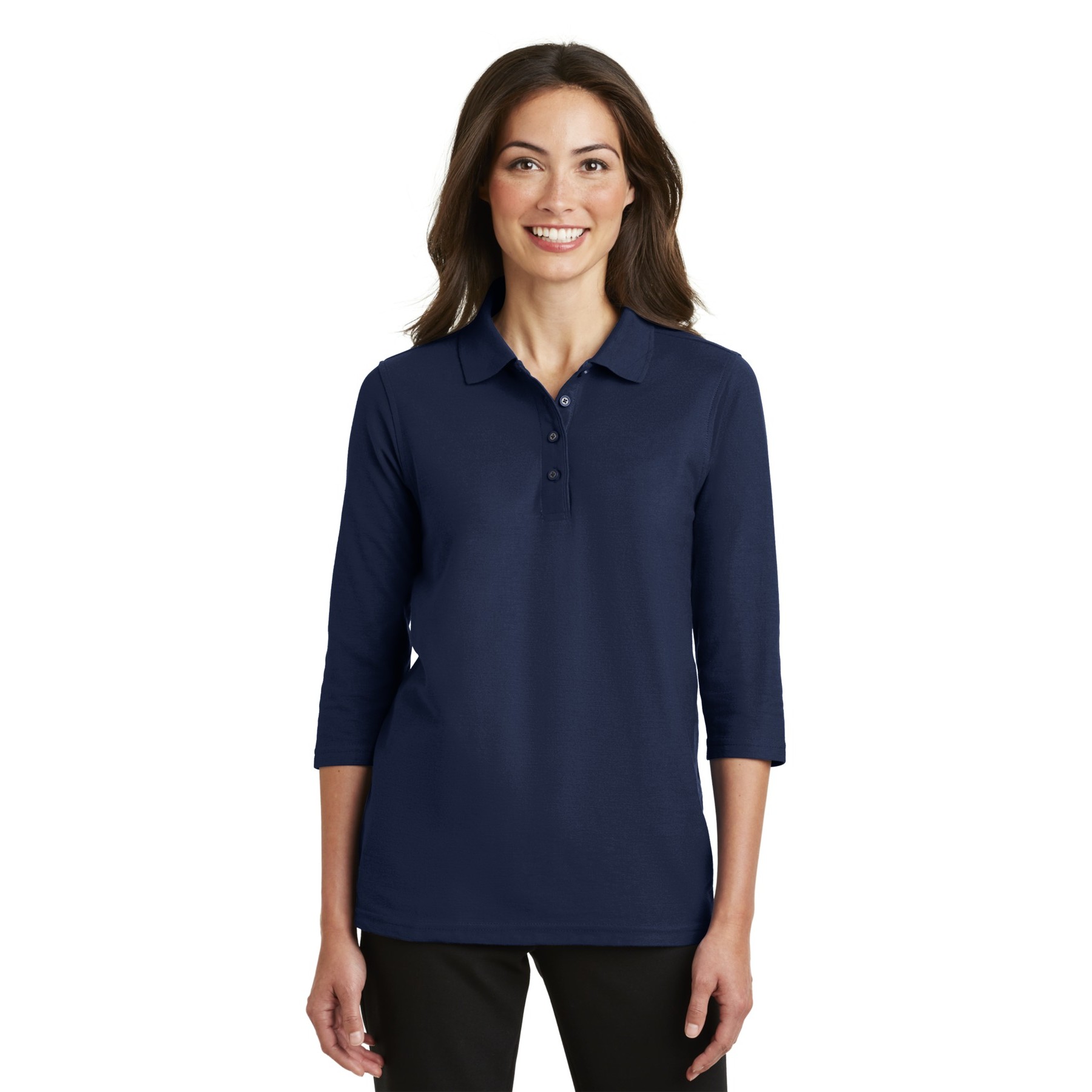 Women's Silk Touch 3/4-Sleeve Polo - Thumbnail Image