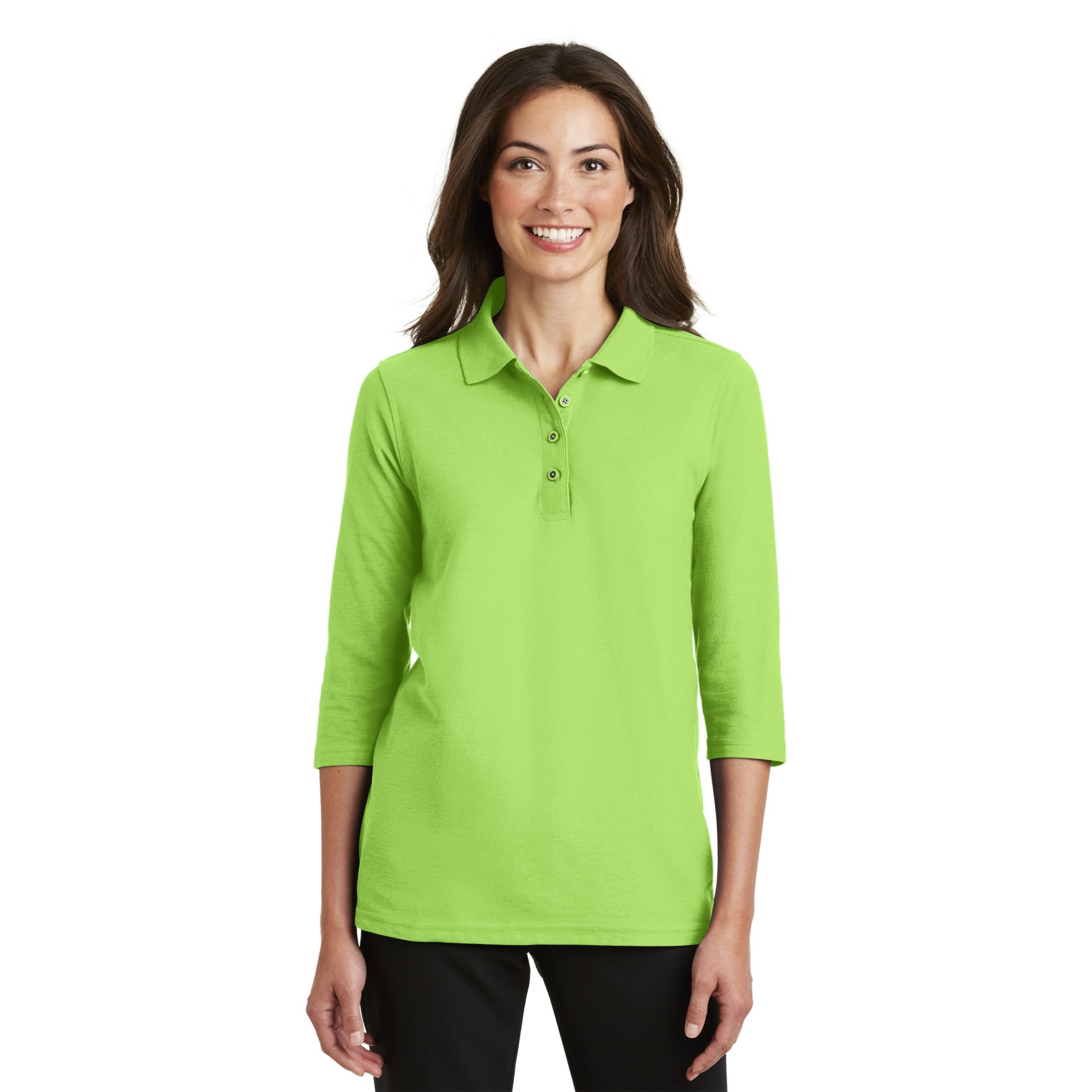 Women's Silk Touch 3/4-Sleeve Polo - Thumbnail Image