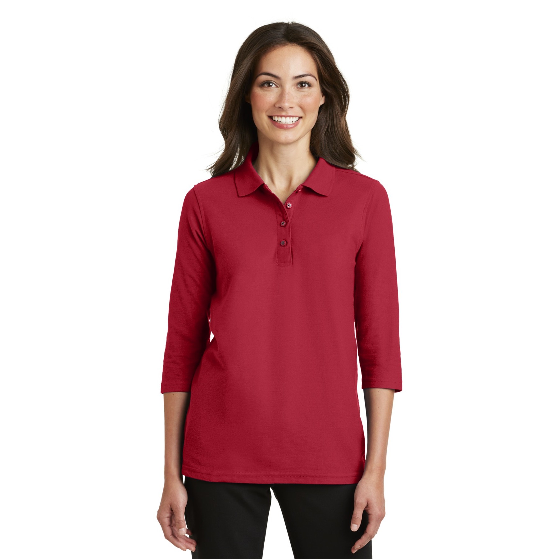 Women's Silk Touch 3/4-Sleeve Polo - Thumbnail Image