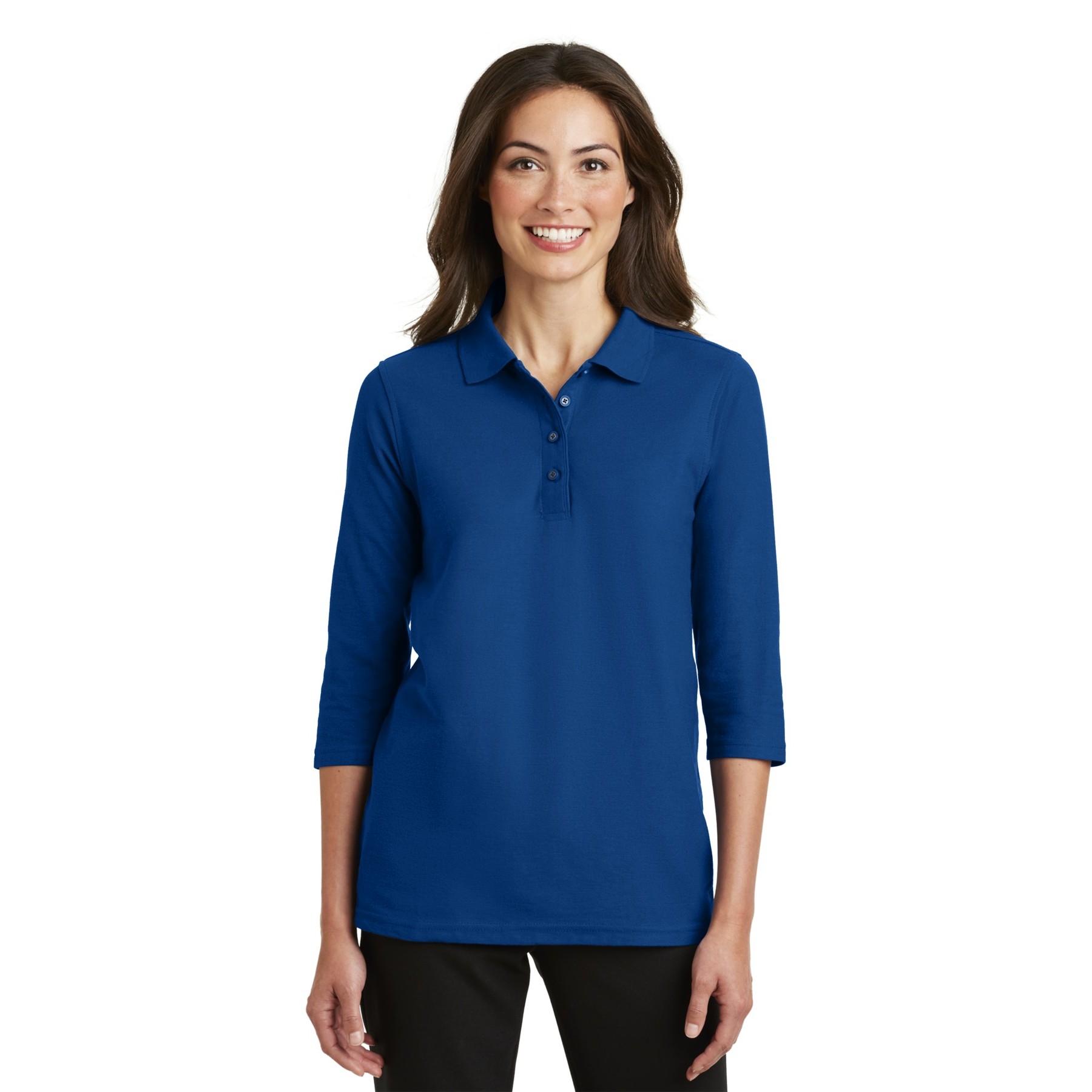 Women's Silk Touch 3/4-Sleeve Polo - Thumbnail Image