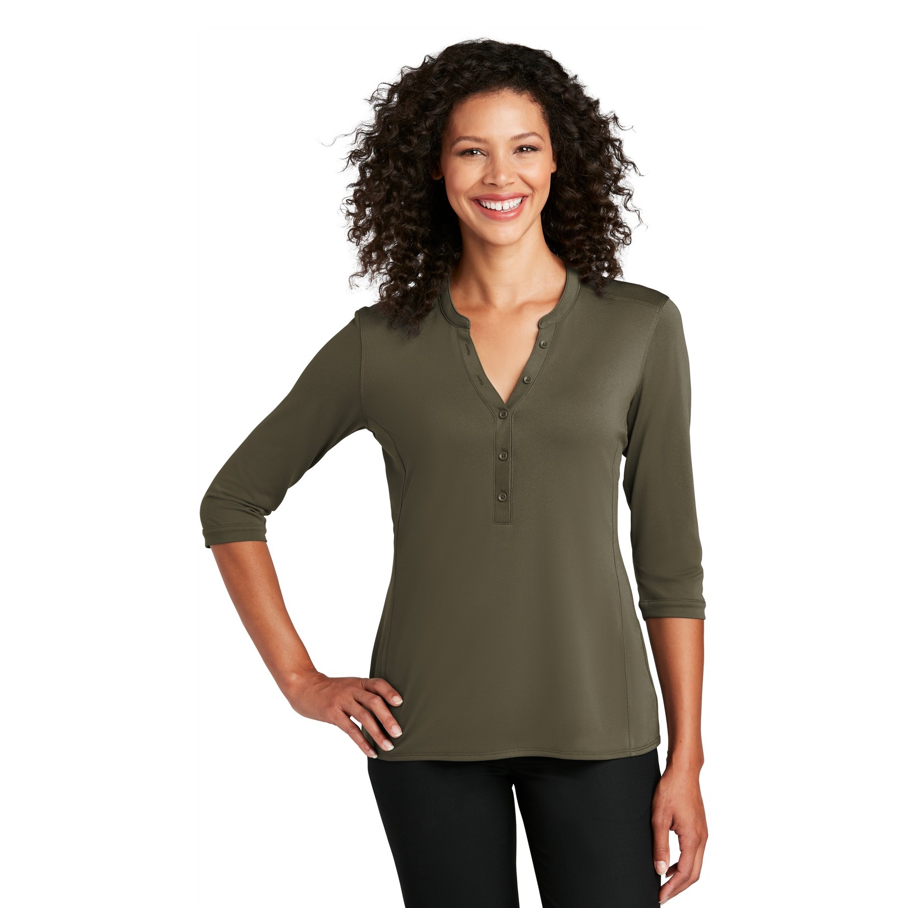 Women's UV Choice Pique Henley - Thumbnail Image