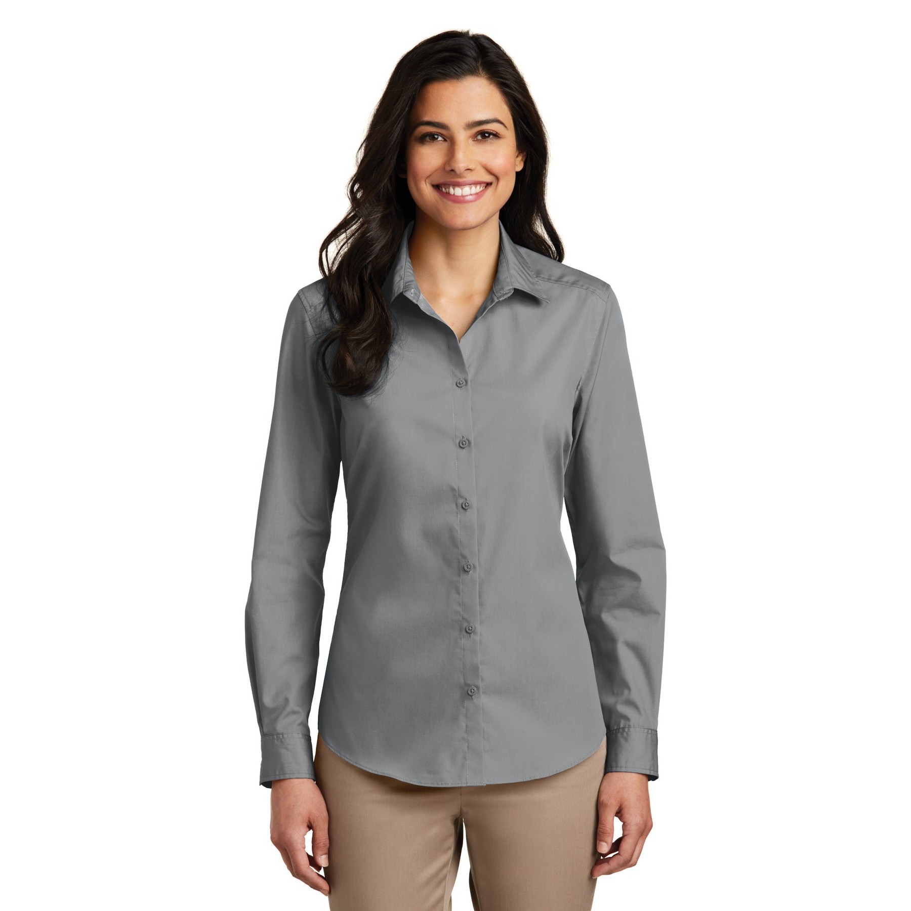 Women's Long Sleeve Carefree Poplin Shirt - Thumbnail Image