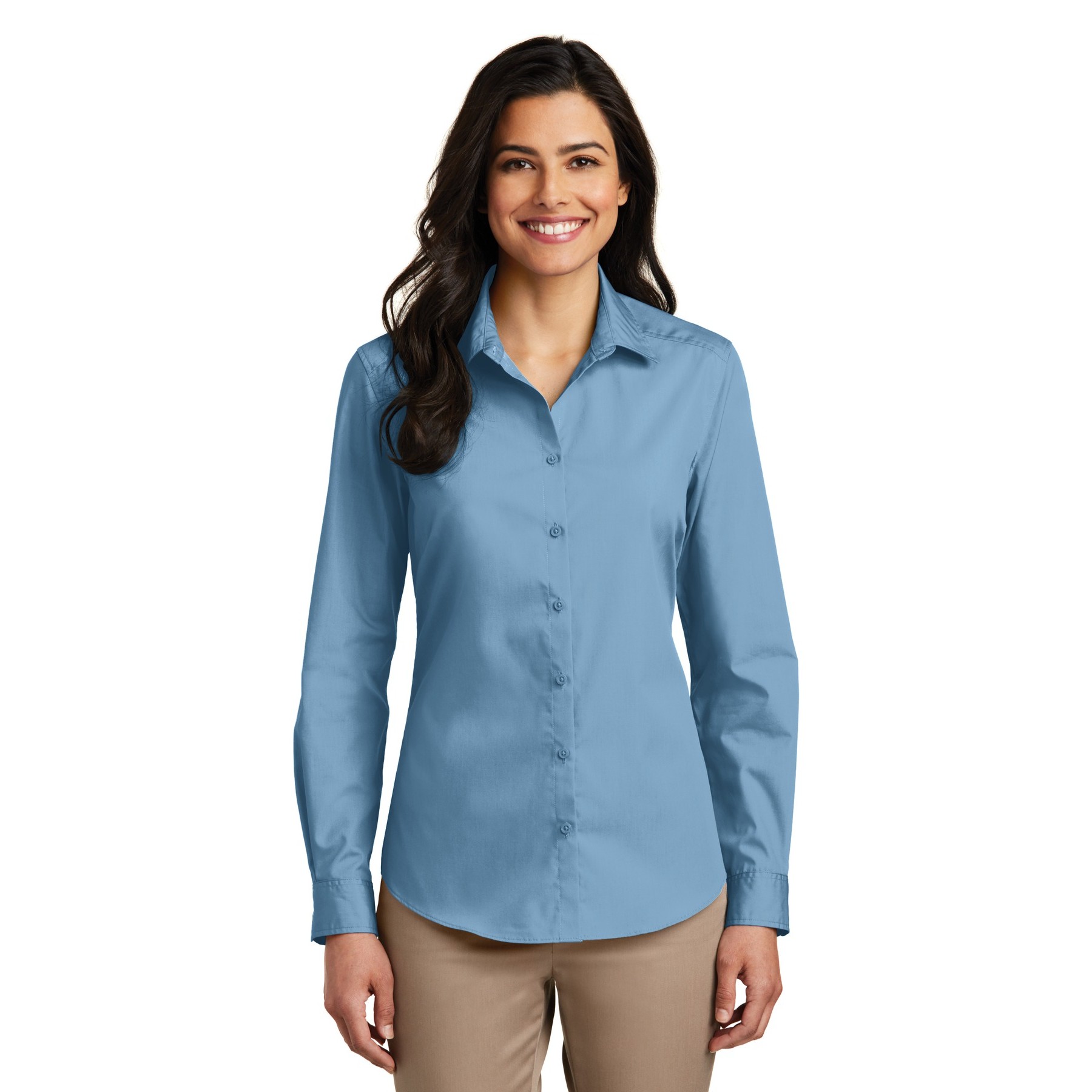 Women's Long Sleeve Carefree Poplin Shirt - Thumbnail Image