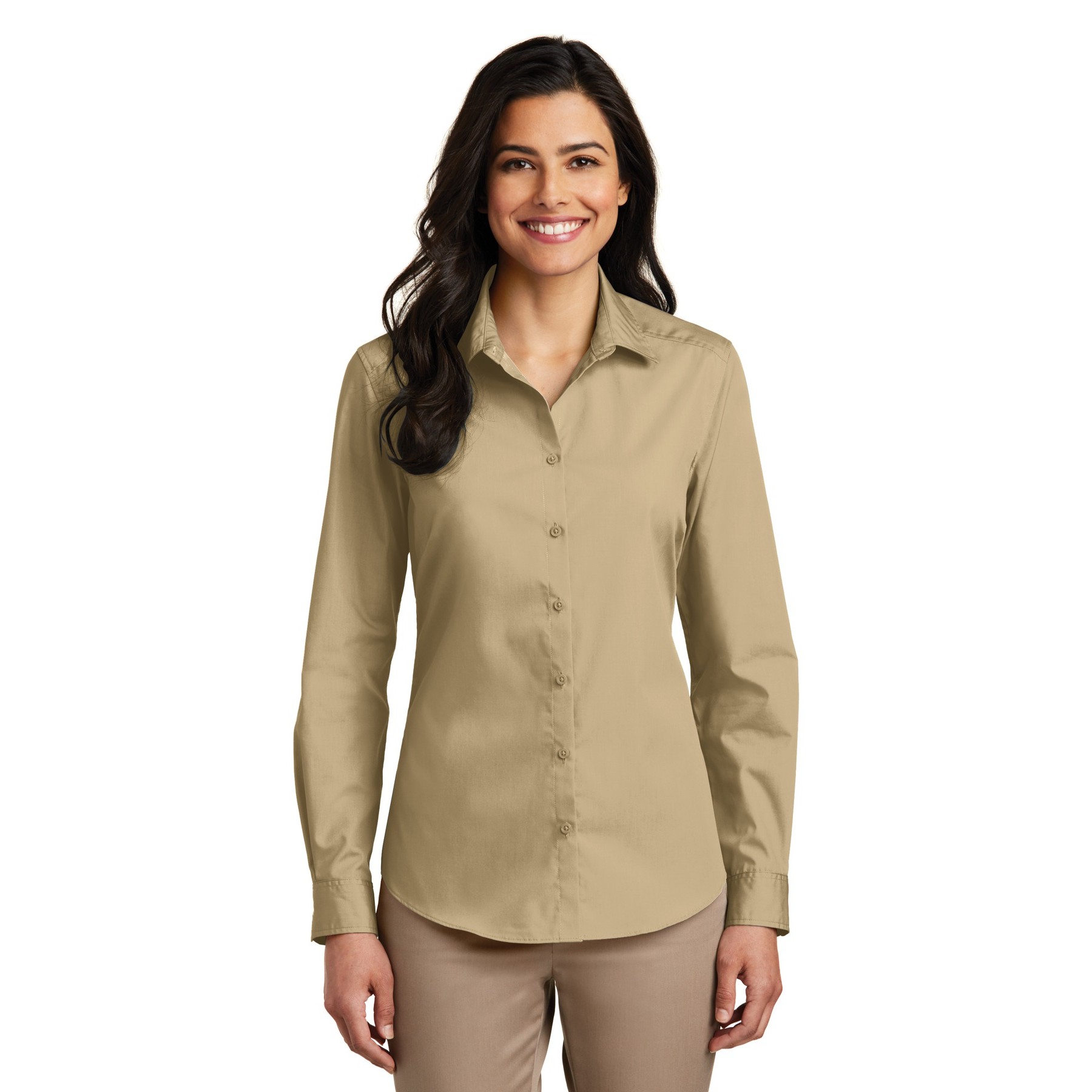 Women's Long Sleeve Carefree Poplin Shirt - Thumbnail Image