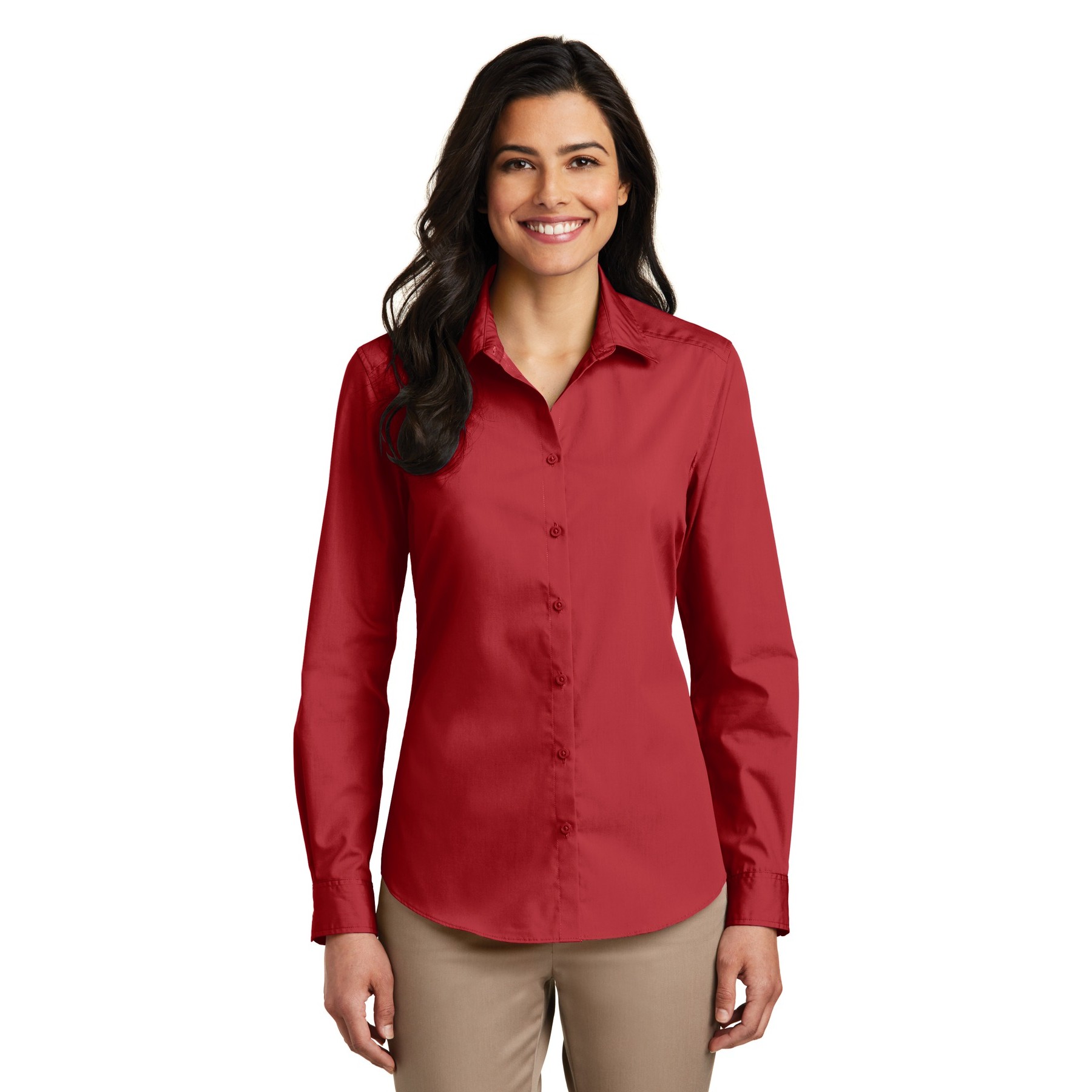 Women's Long Sleeve Carefree Poplin Shirt - Thumbnail Image
