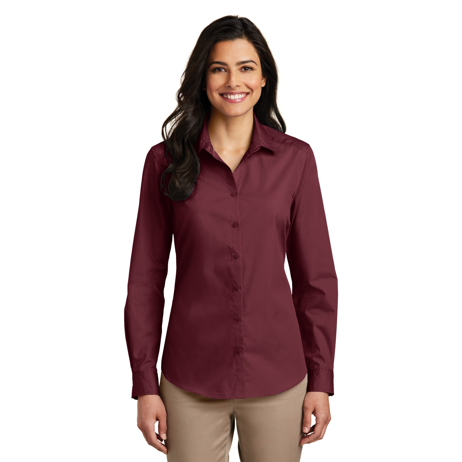 Women's Long Sleeve Carefree Poplin Shirt - Thumbnail Image
