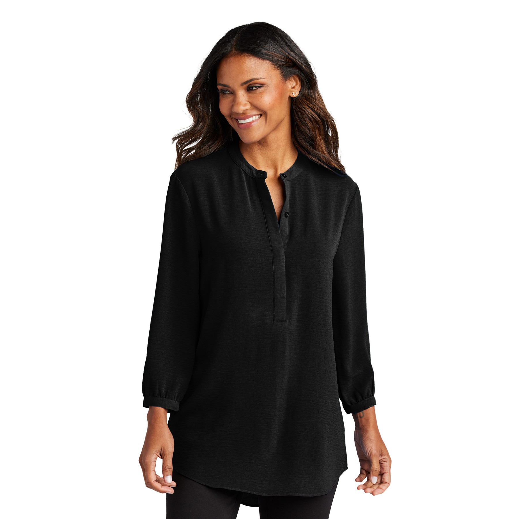 Women's 3/4-Sleeve Textured Crepe Tunic - Main Image