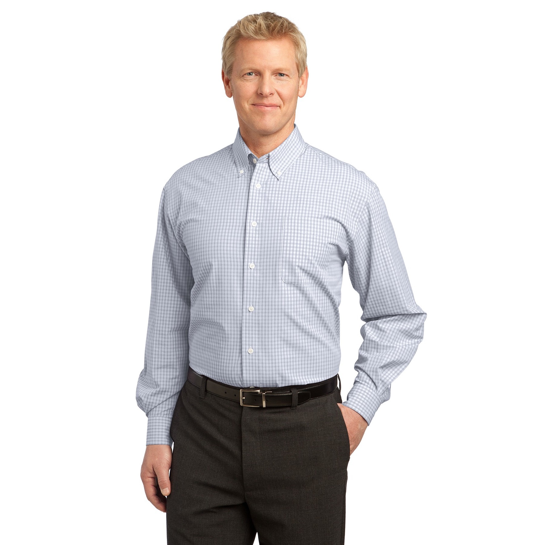Plaid Pattern Easy Care Shirt
