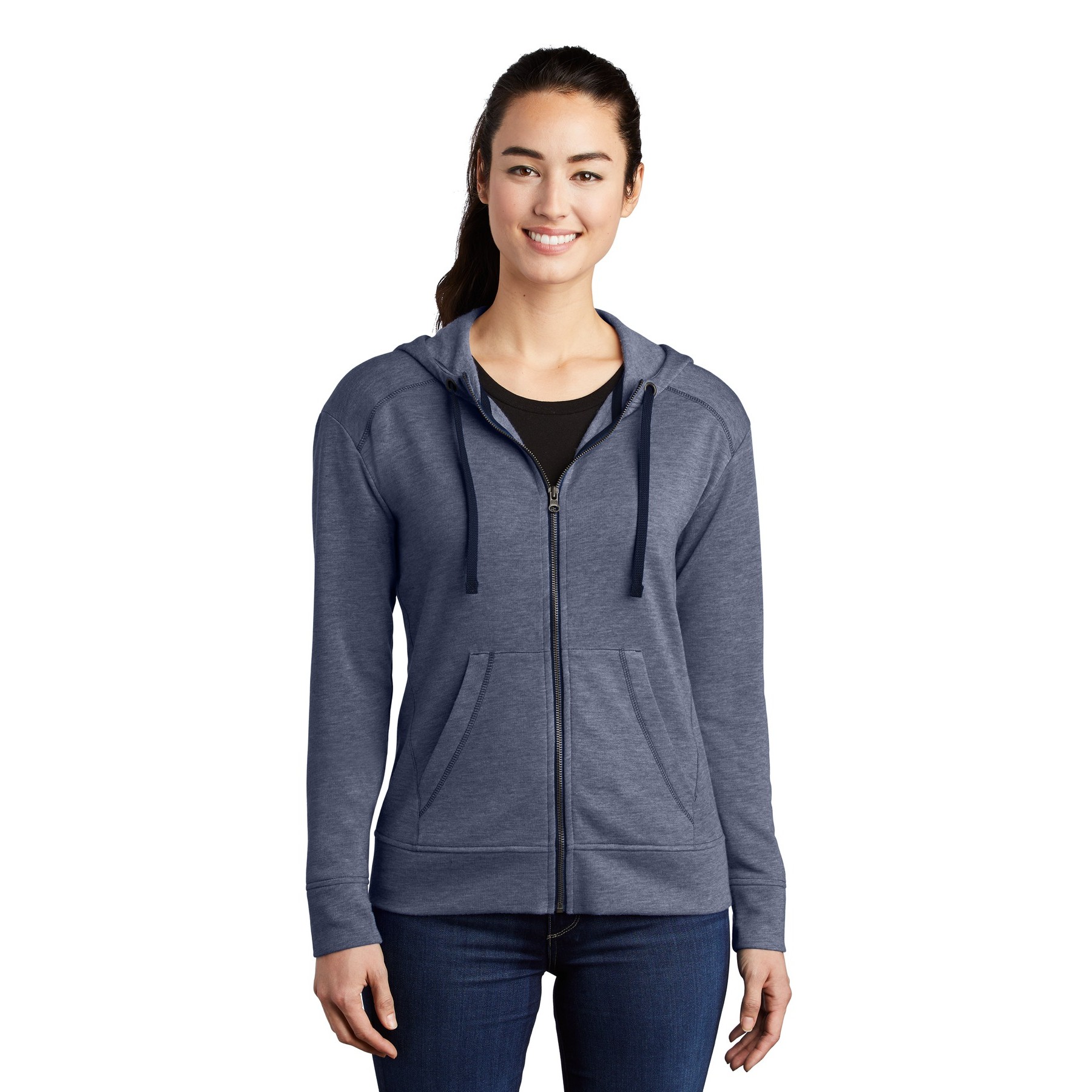 Women's PosiCharge Tri-Blend Wicking Fleece Full-Zip Hooded Jacket - Thumbnail Image