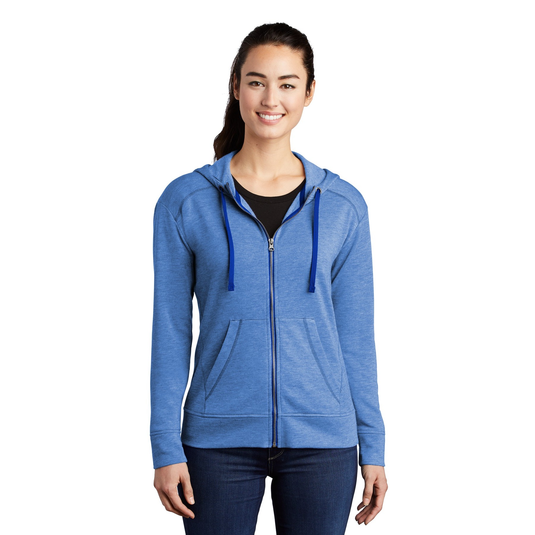 Women's PosiCharge Tri-Blend Wicking Fleece Full-Zip Hooded Jacket - Thumbnail Image