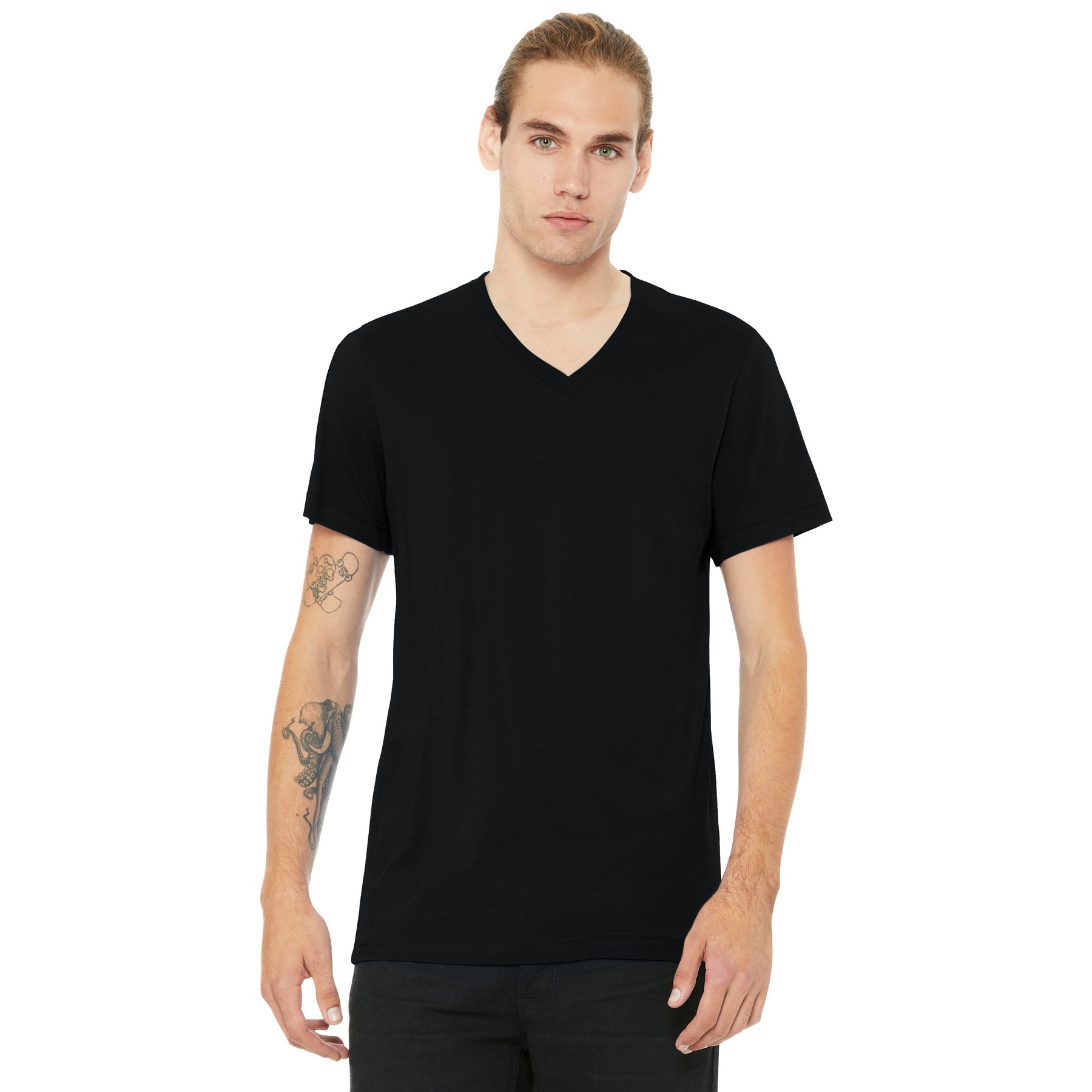 Unisex Heather CVC V-Neck Tee - Thumbnail Image