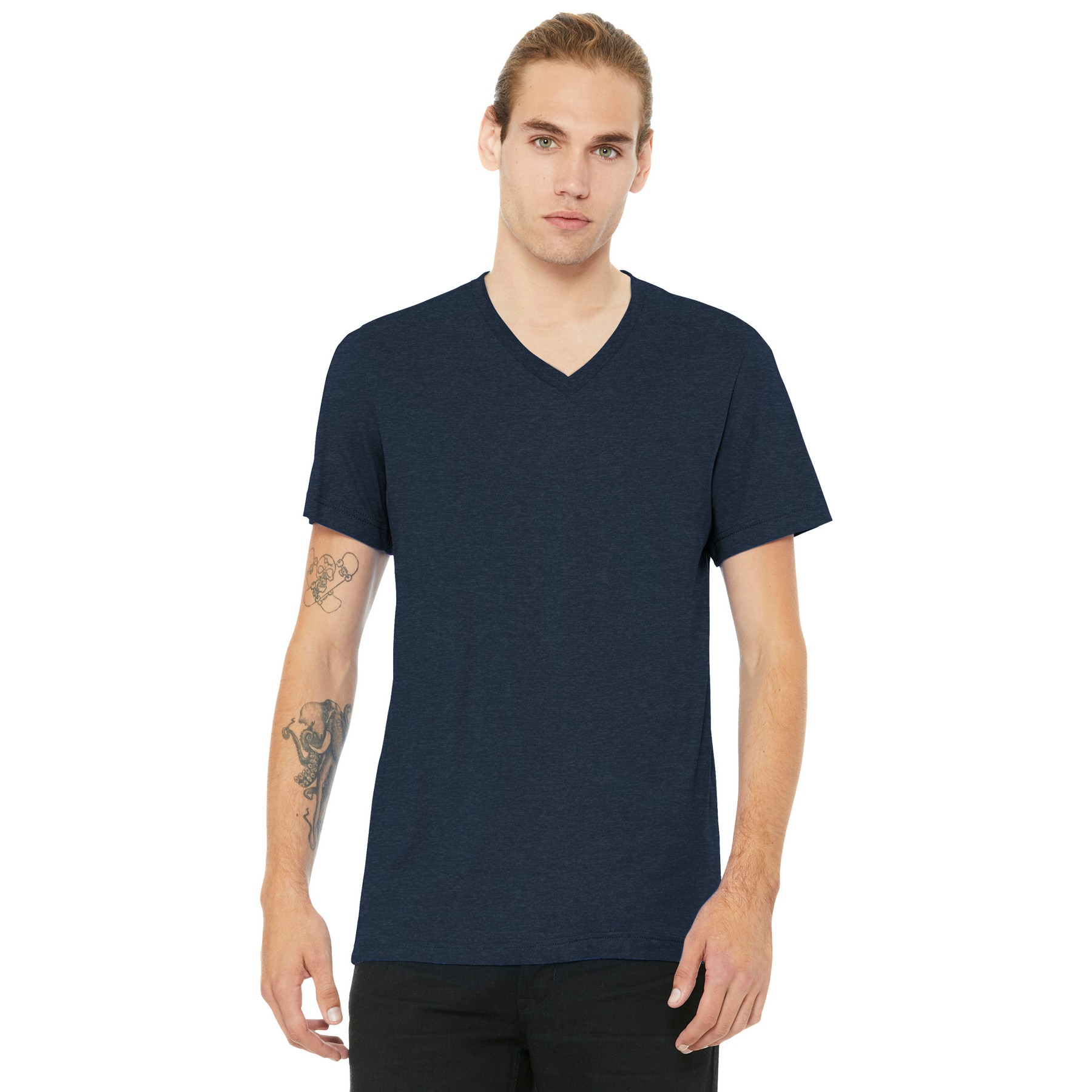 Unisex Heather CVC V-Neck Tee - Thumbnail Image