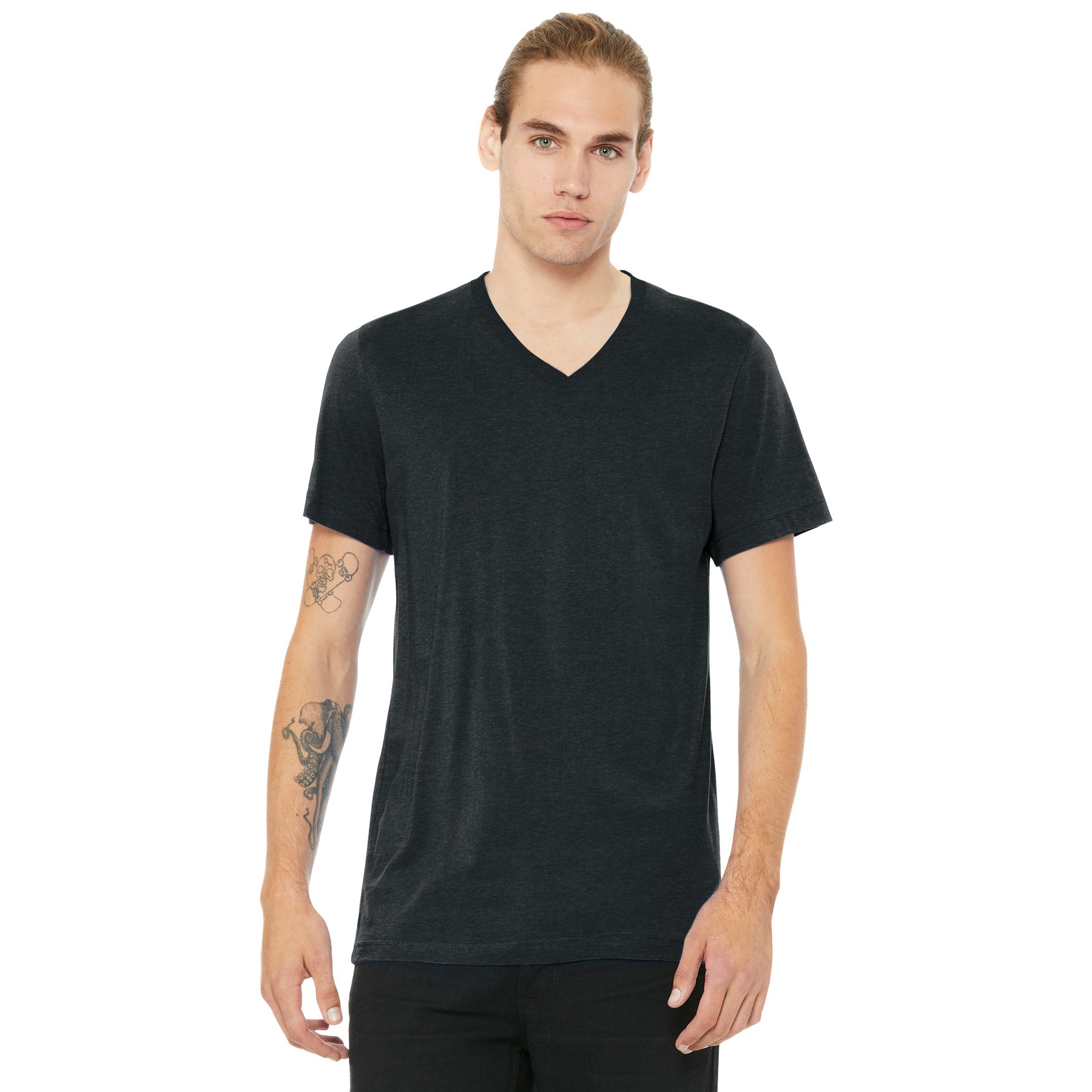 Unisex Heather CVC V-Neck Tee - Thumbnail Image