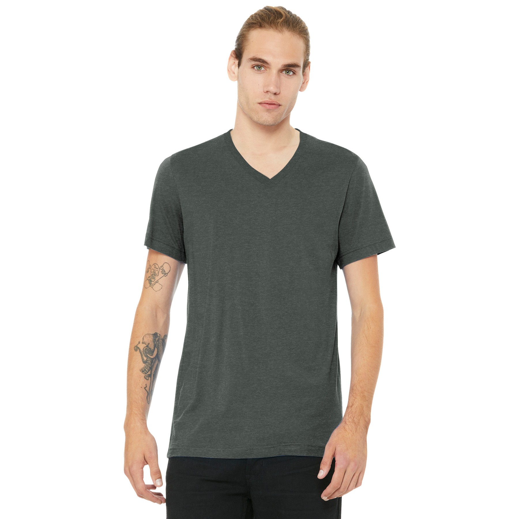 Unisex Heather CVC V-Neck Tee - Thumbnail Image