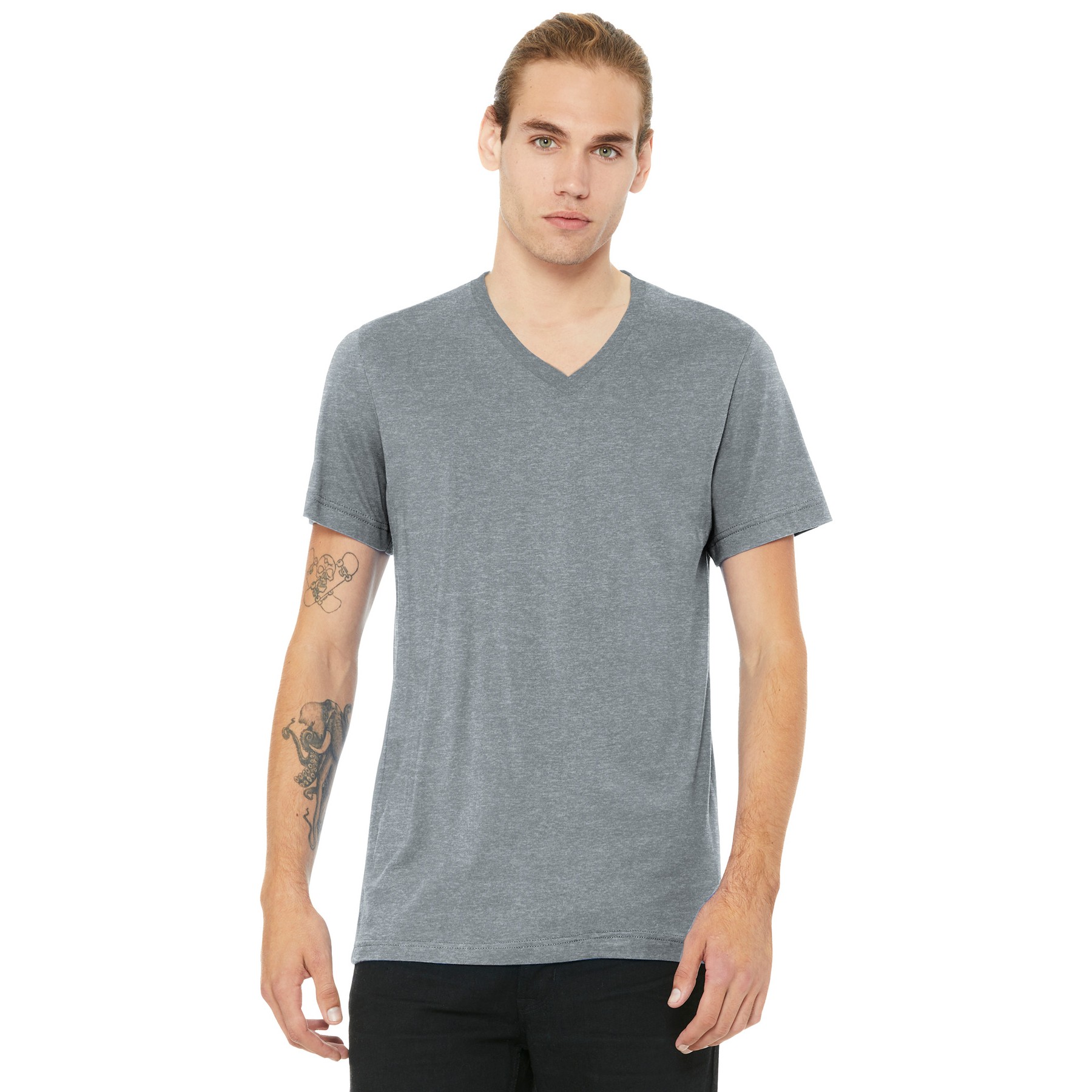 Unisex Heather CVC V-Neck Tee - Thumbnail Image