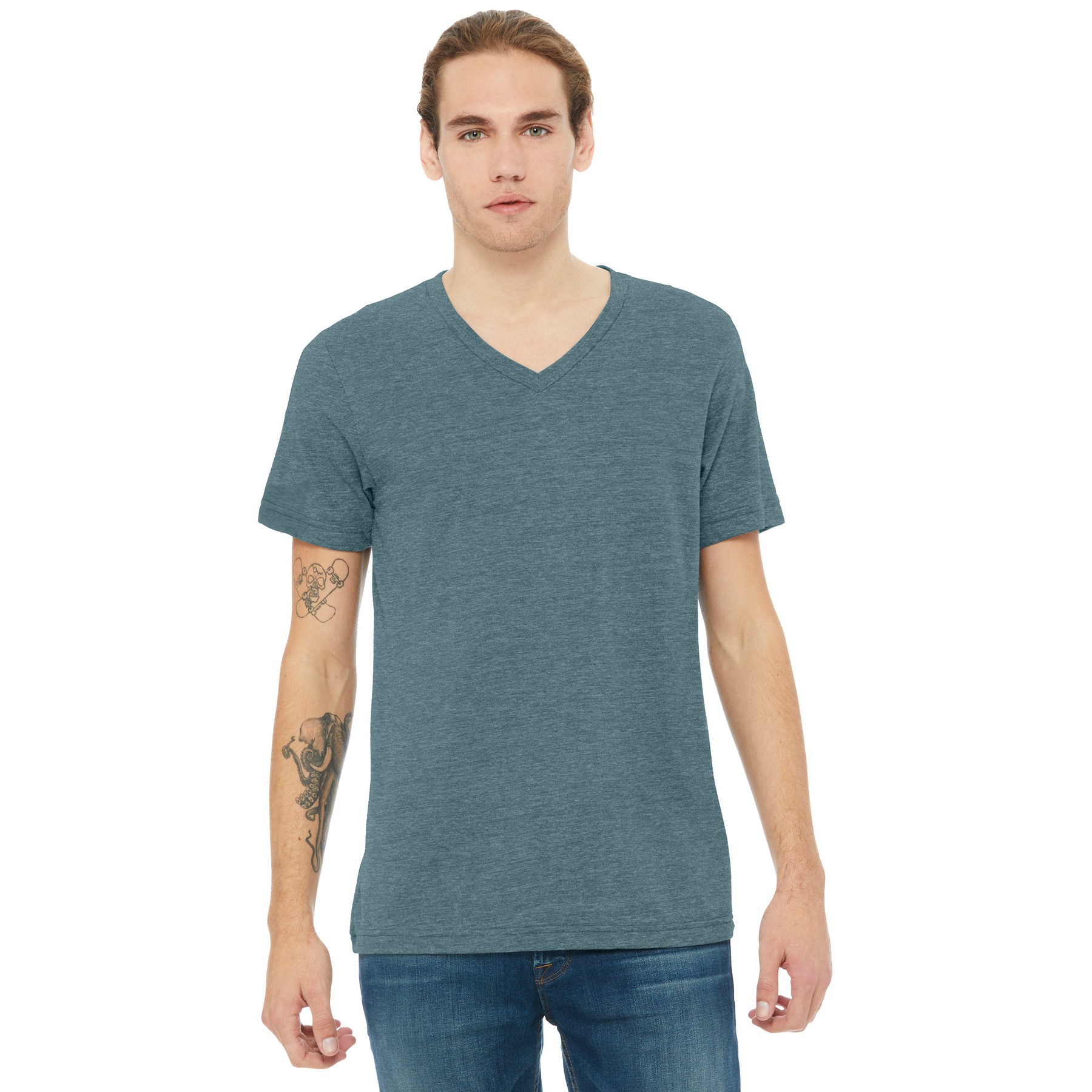 Unisex Heather CVC V-Neck Tee - Thumbnail Image