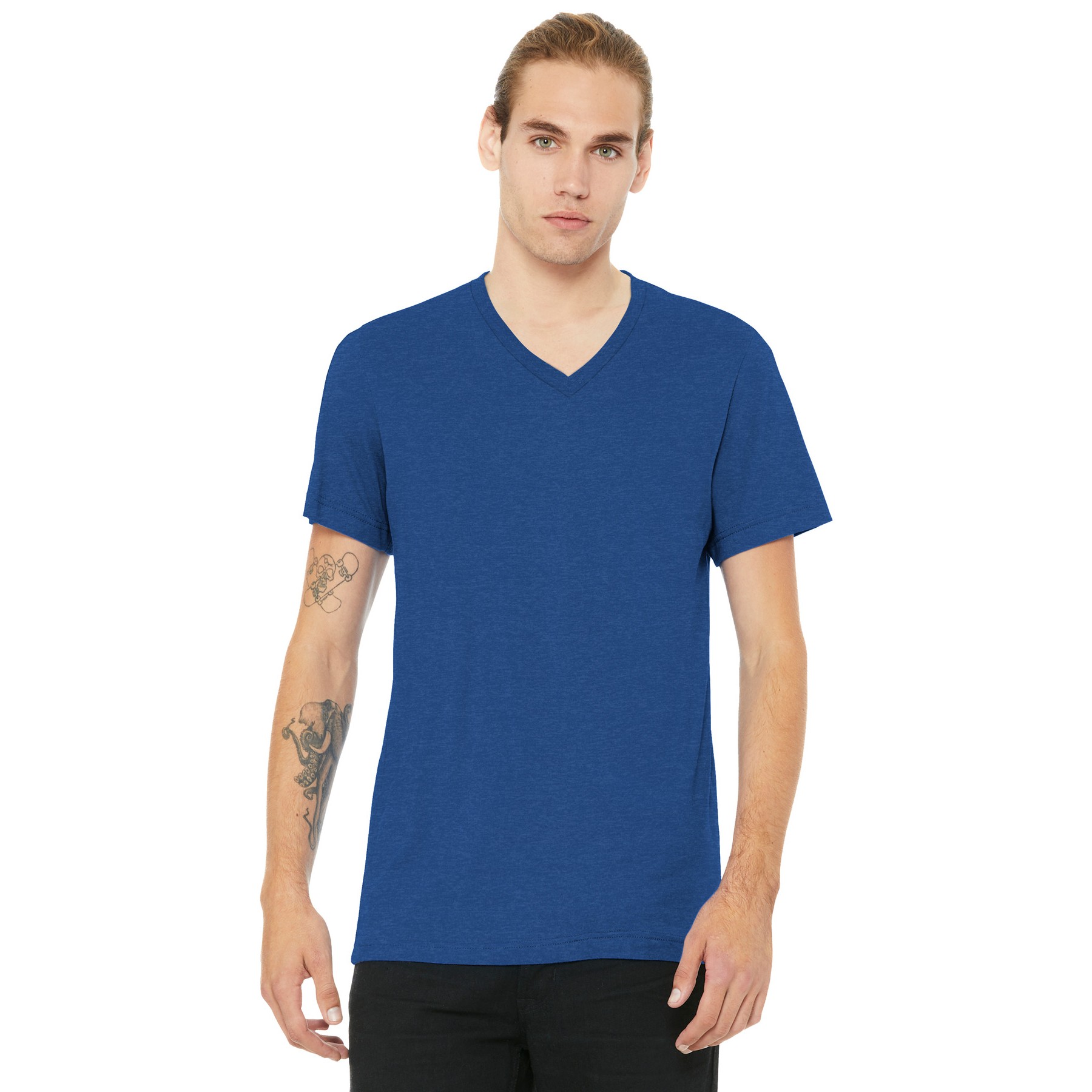 Unisex Heather CVC V-Neck Tee - Thumbnail Image