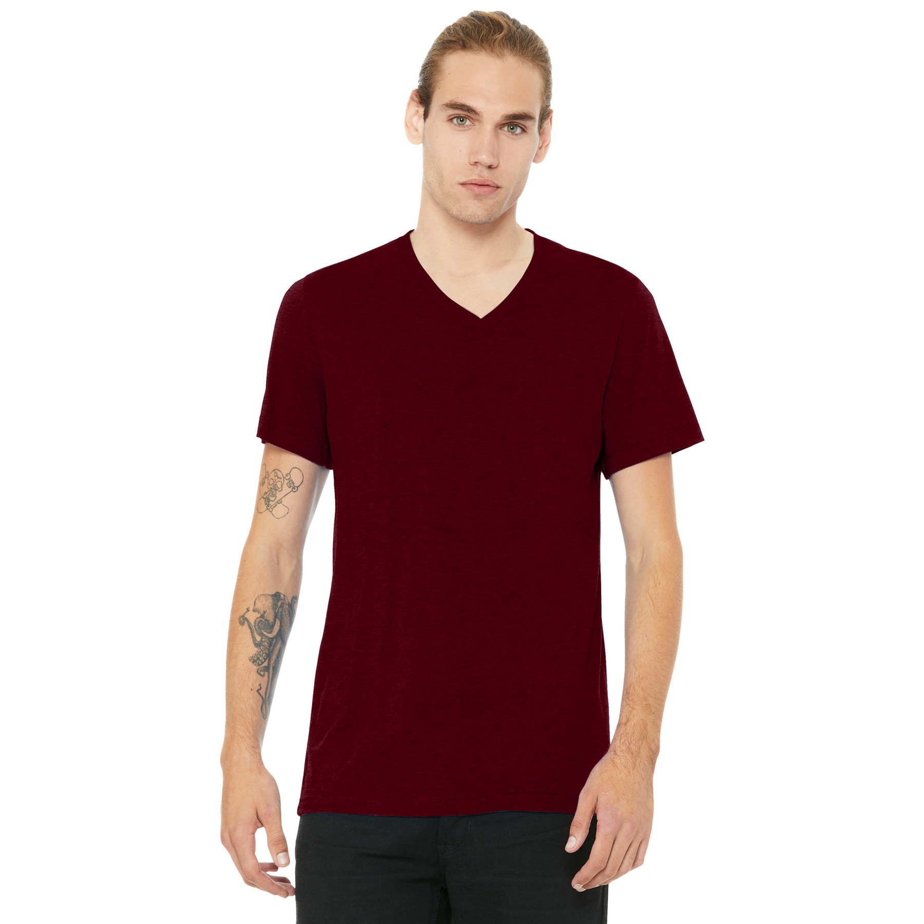 Unisex Heather CVC V-Neck Tee - Thumbnail Image