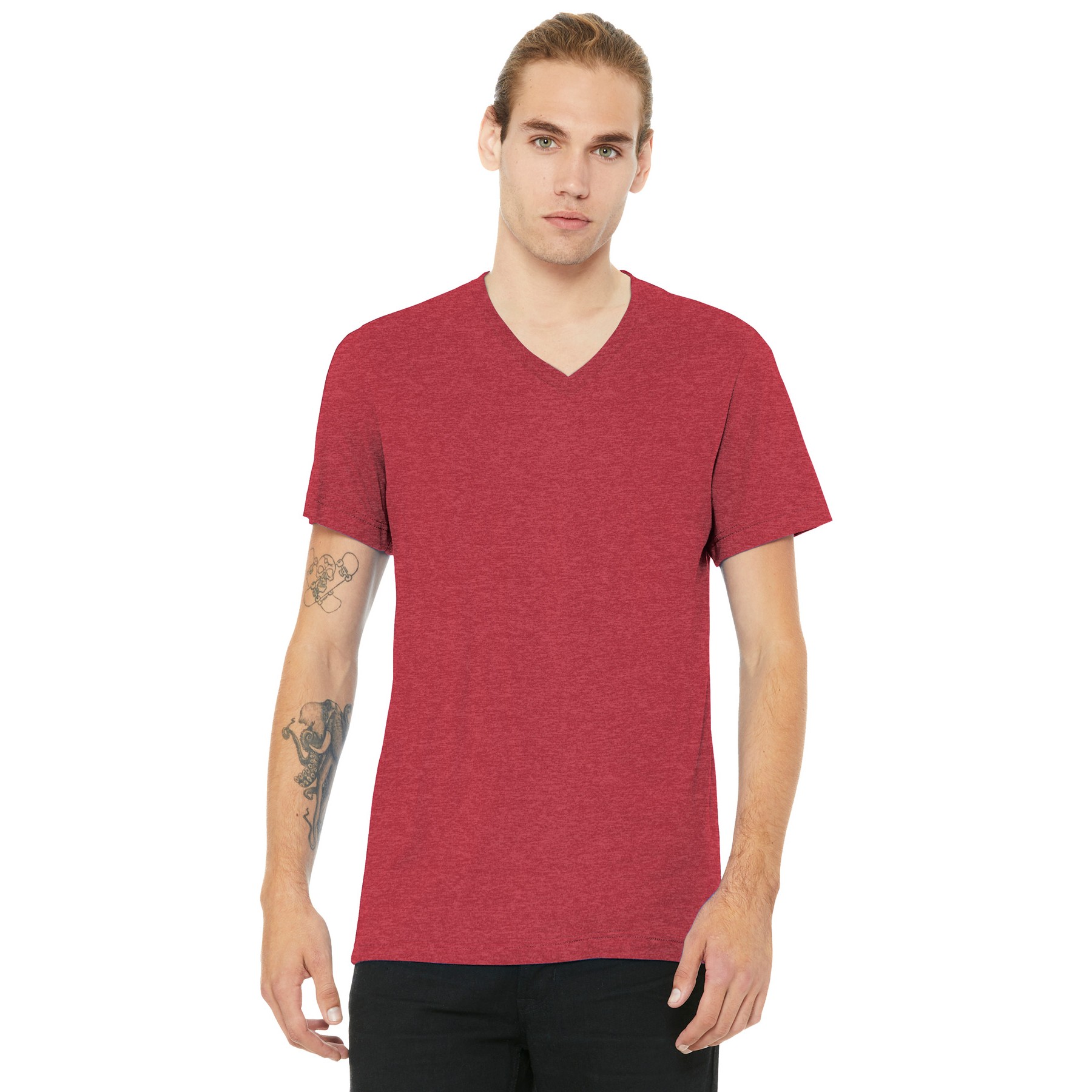 Unisex Heather CVC V-Neck Tee - Thumbnail Image