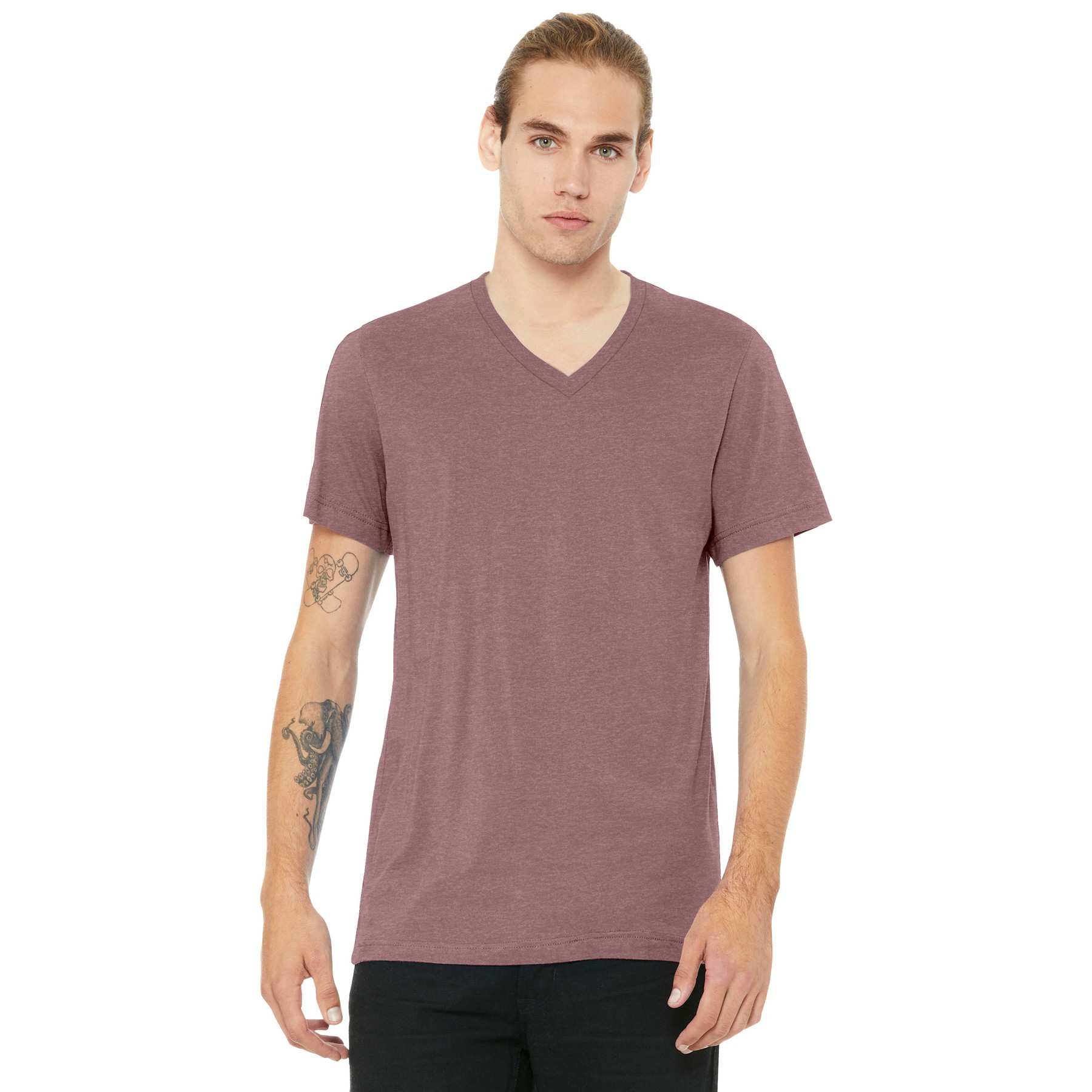 Unisex Heather CVC V-Neck Tee - Thumbnail Image