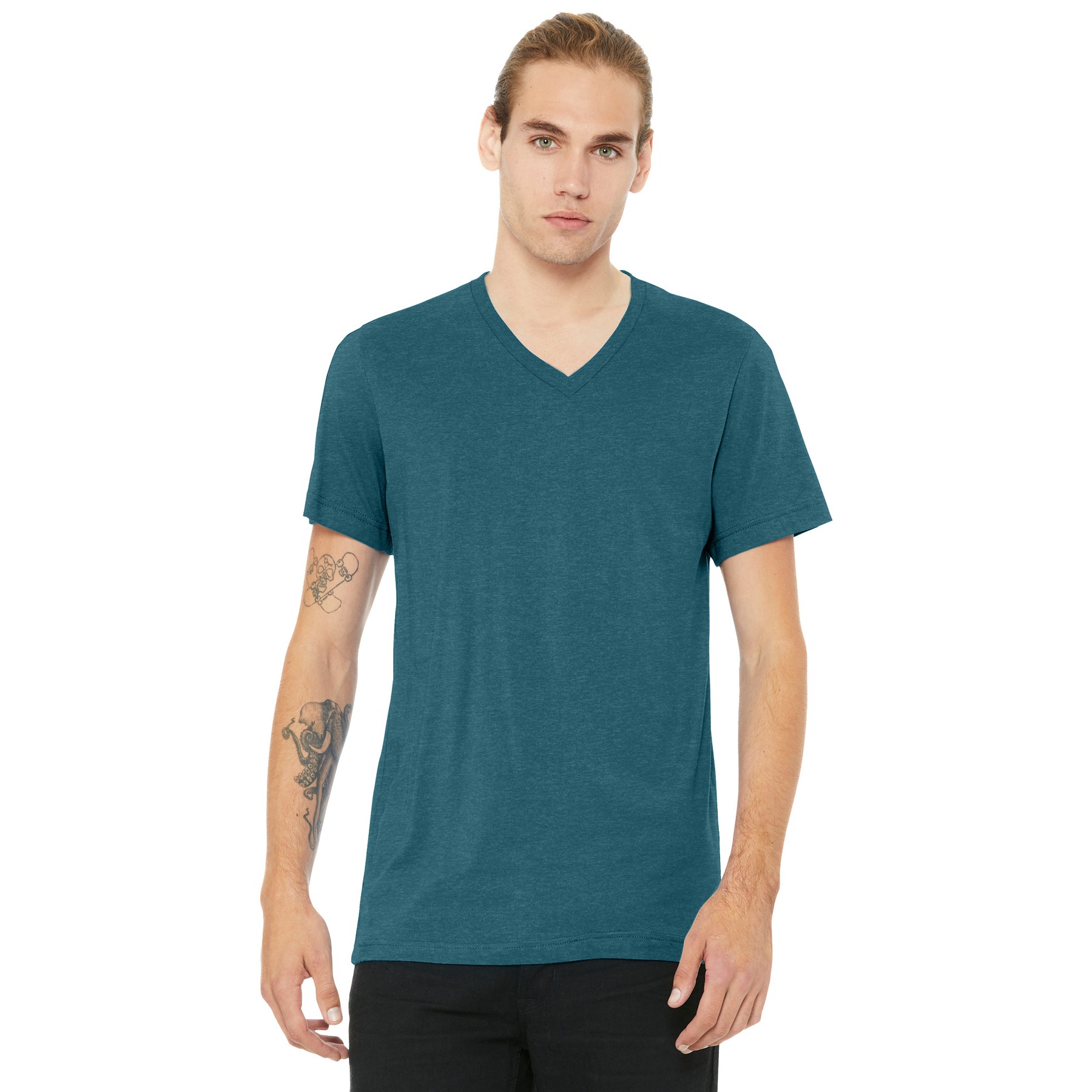Unisex Heather CVC V-Neck Tee - Thumbnail Image
