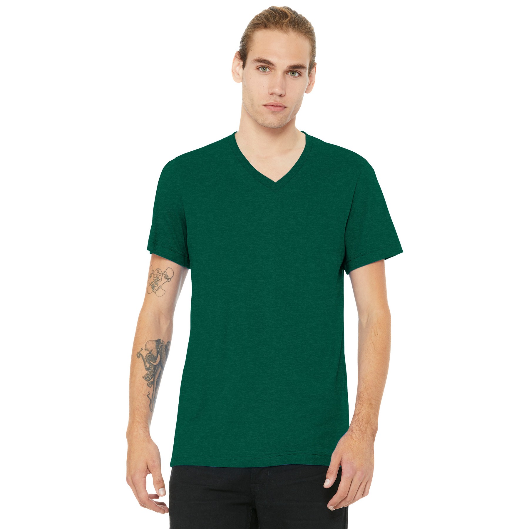 Unisex Heather CVC V-Neck Tee - Thumbnail Image