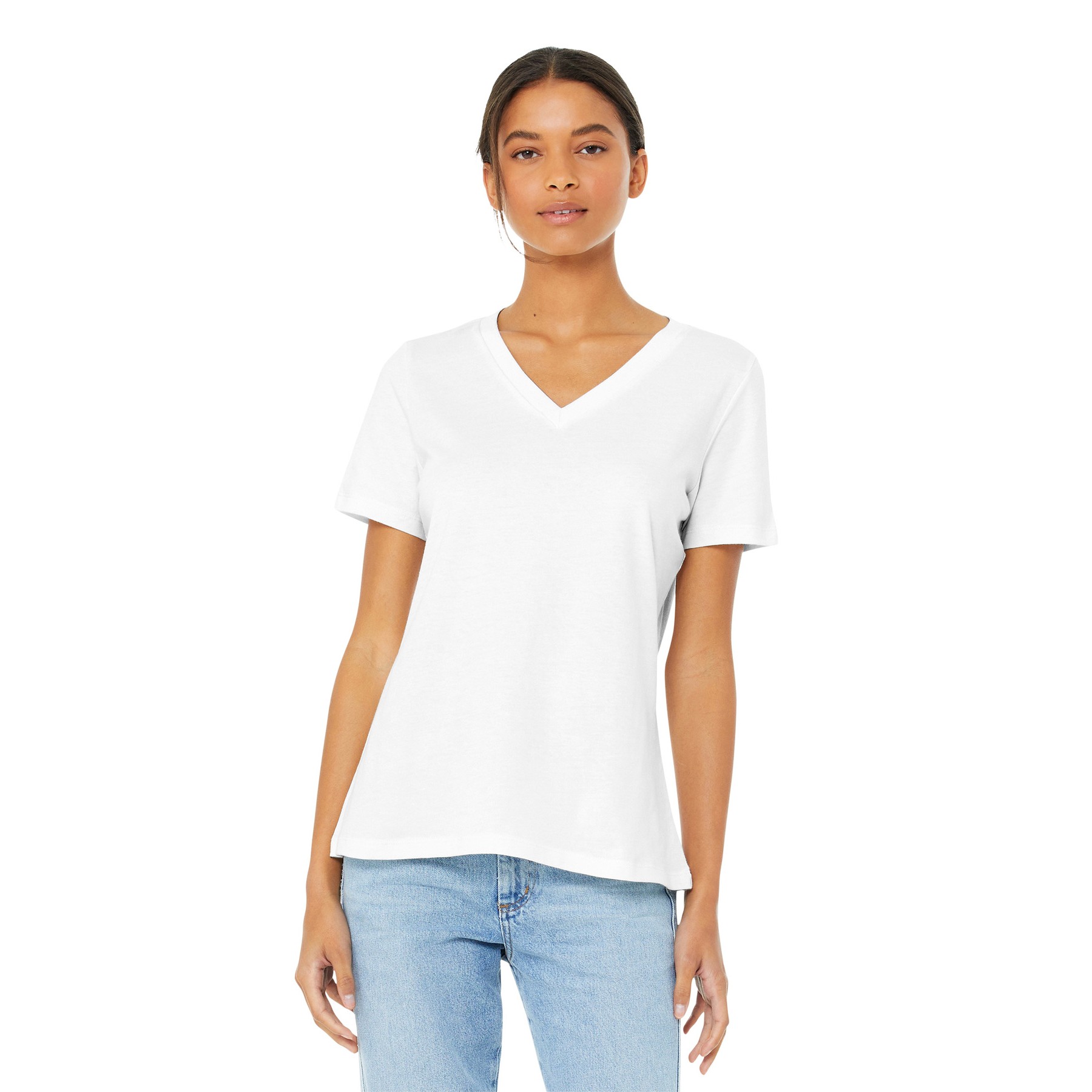 Women's Relaxed Jersey Short Sleeve V-Neck Tee - Main Image