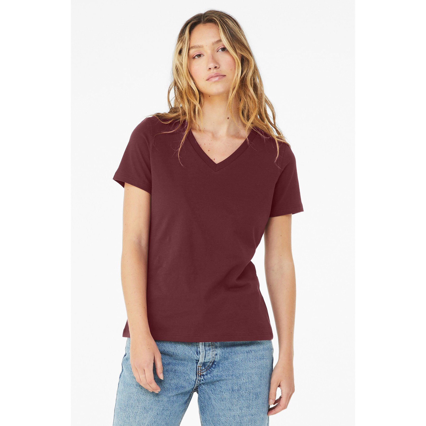 Women's Relaxed Jersey Short Sleeve V-Neck Tee - Thumbnail Image