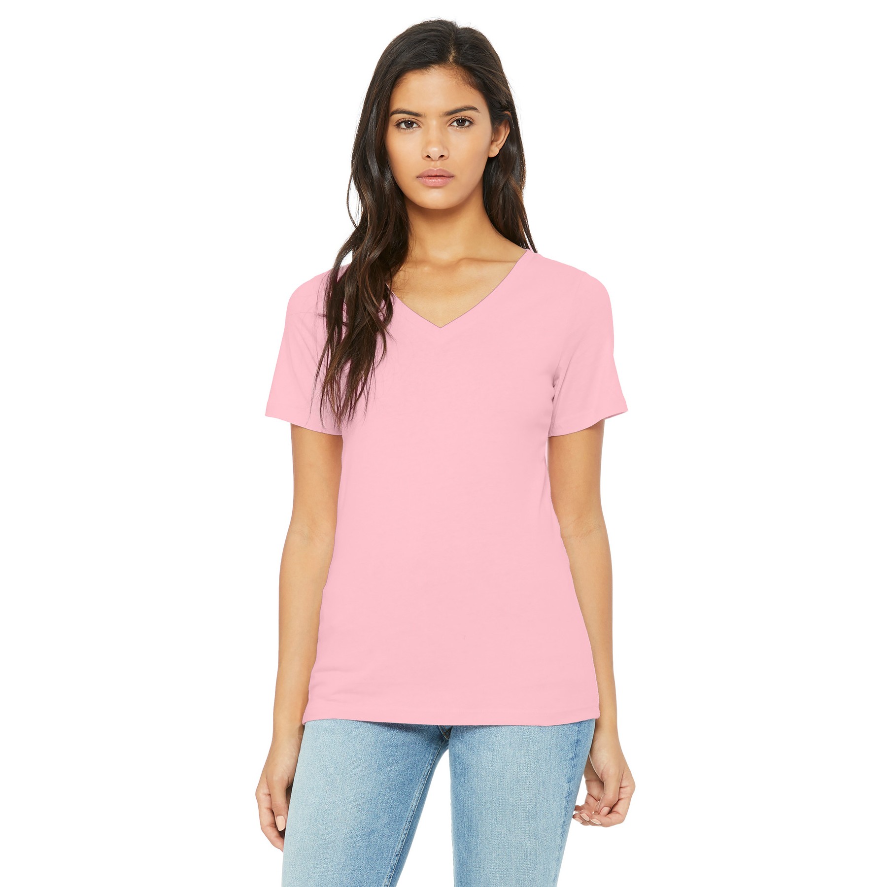 Women's Relaxed Jersey Short Sleeve V-Neck Tee - Thumbnail Image