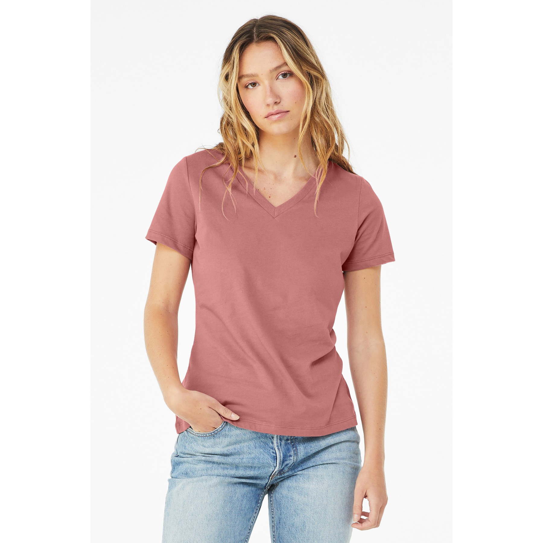 Women's Relaxed Jersey Short Sleeve V-Neck Tee - Thumbnail Image