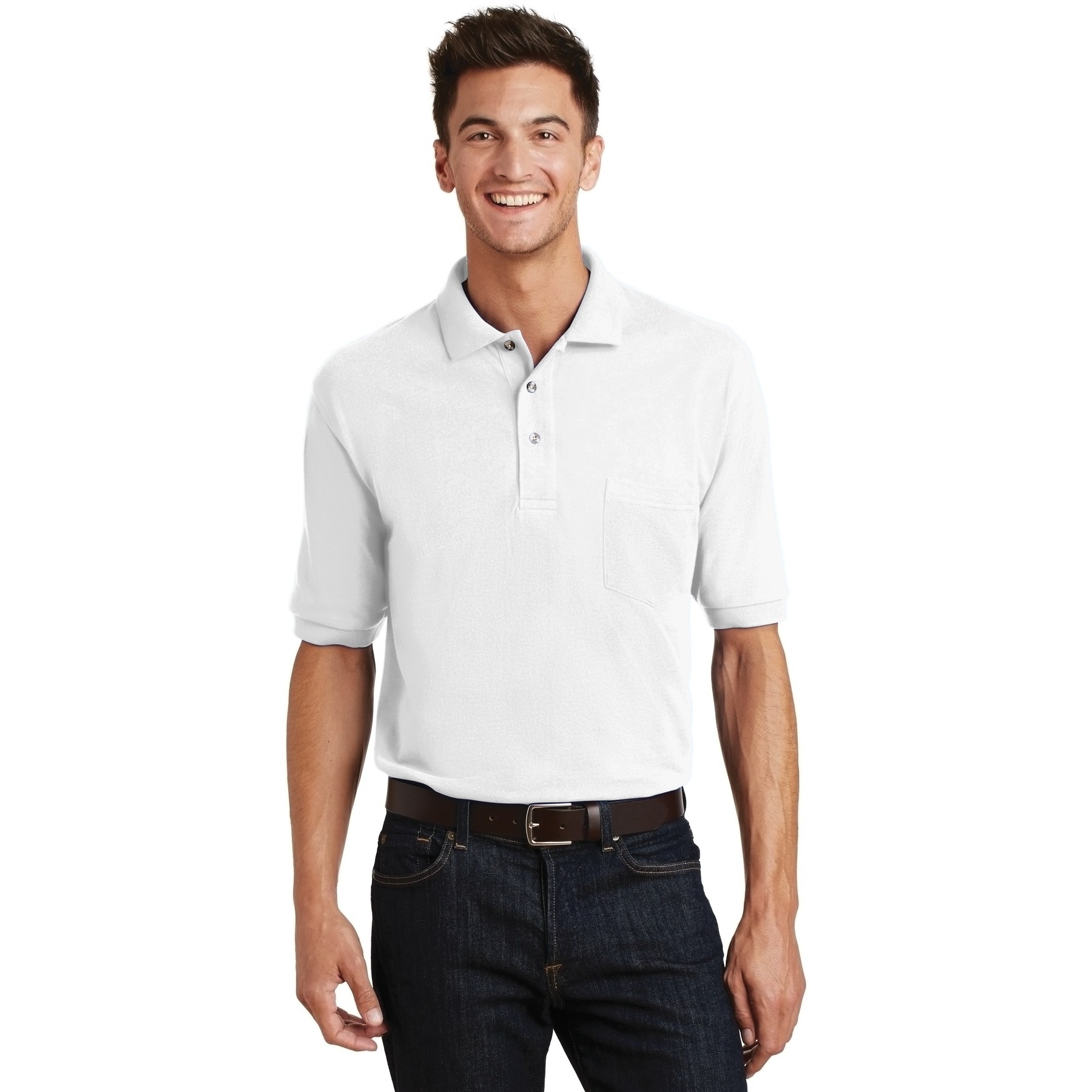 Heavyweight Cotton Pique Polo with Pocket