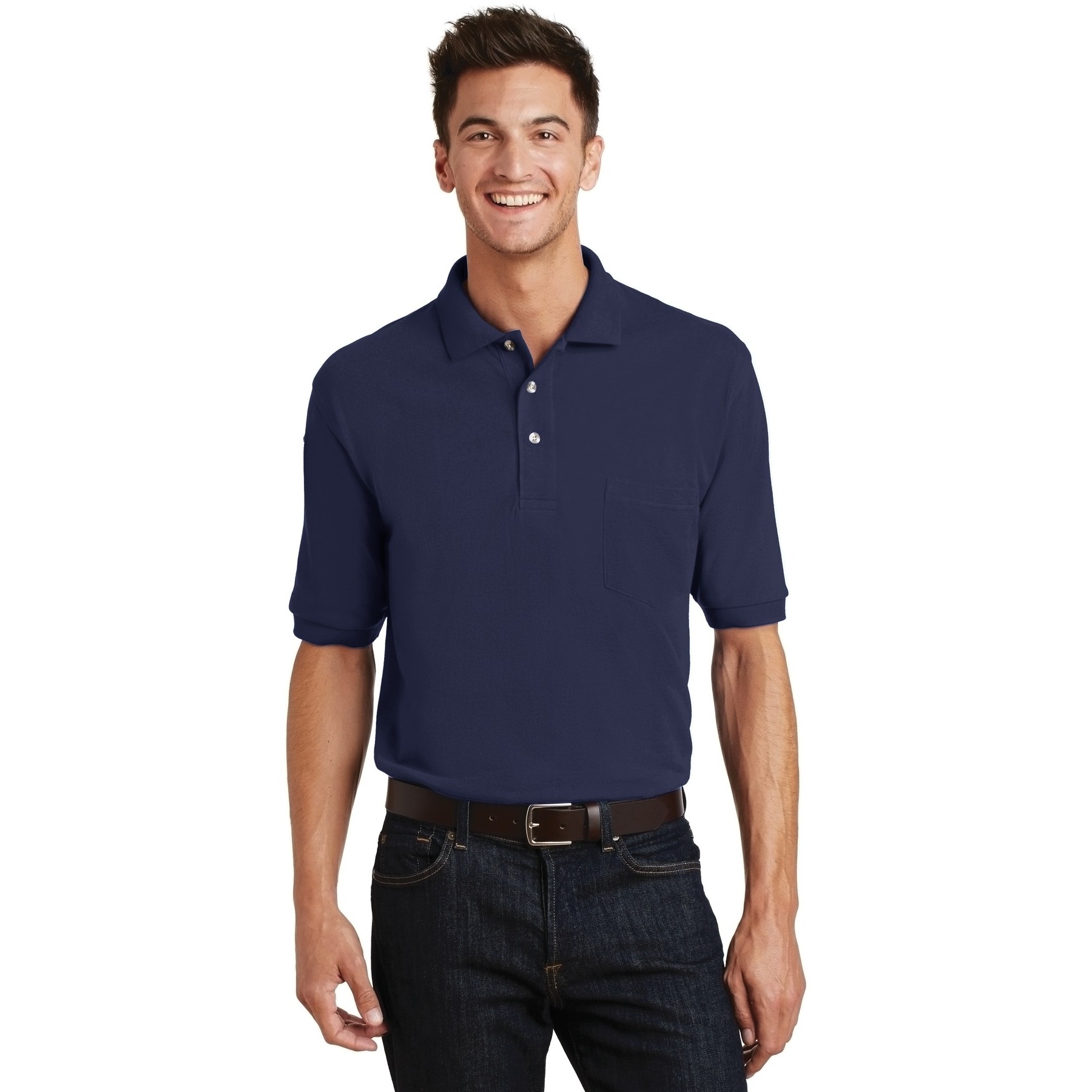 Heavyweight Cotton Pique Polo with Pocket - Thumbnail Image