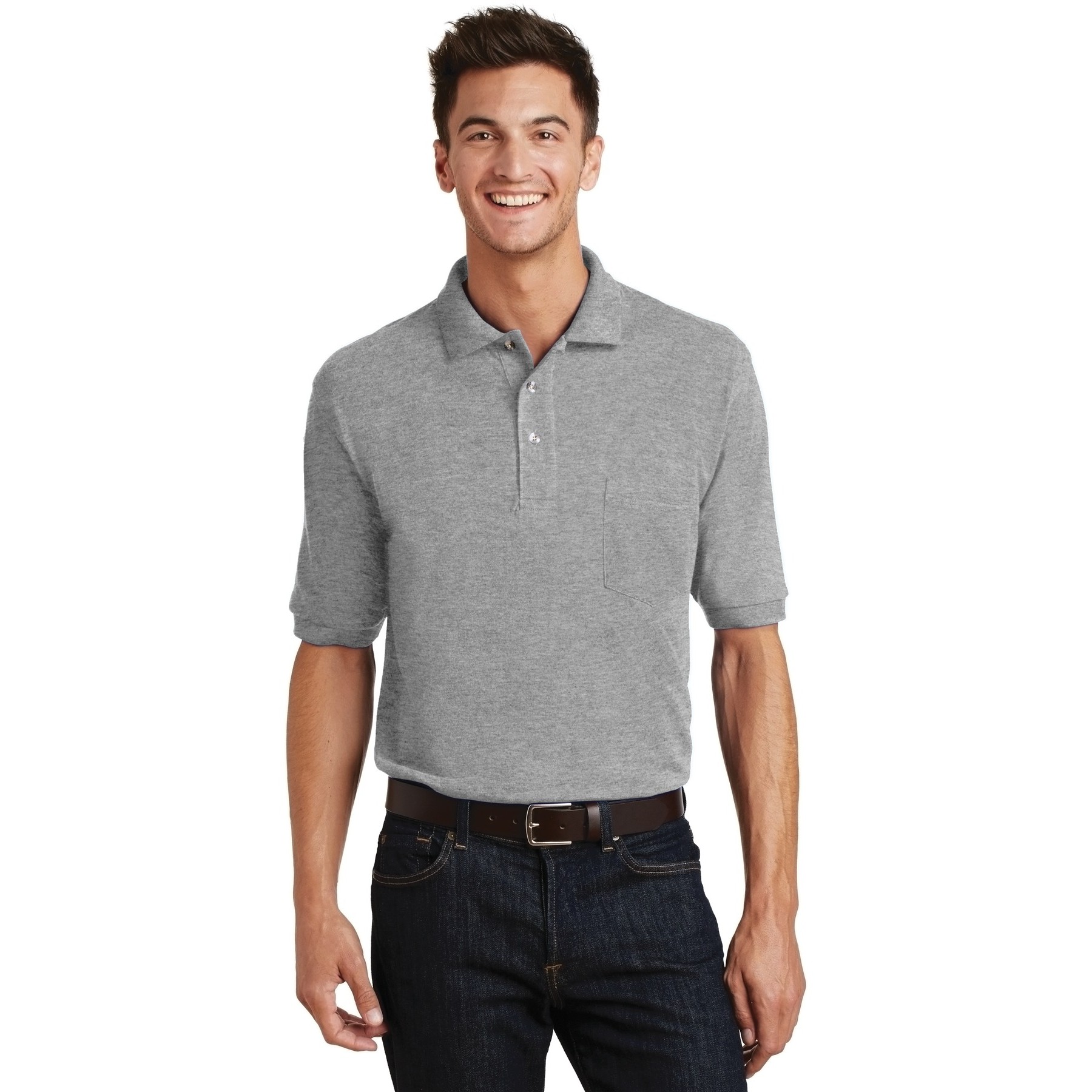 Heavyweight Cotton Pique Polo with Pocket - Thumbnail Image