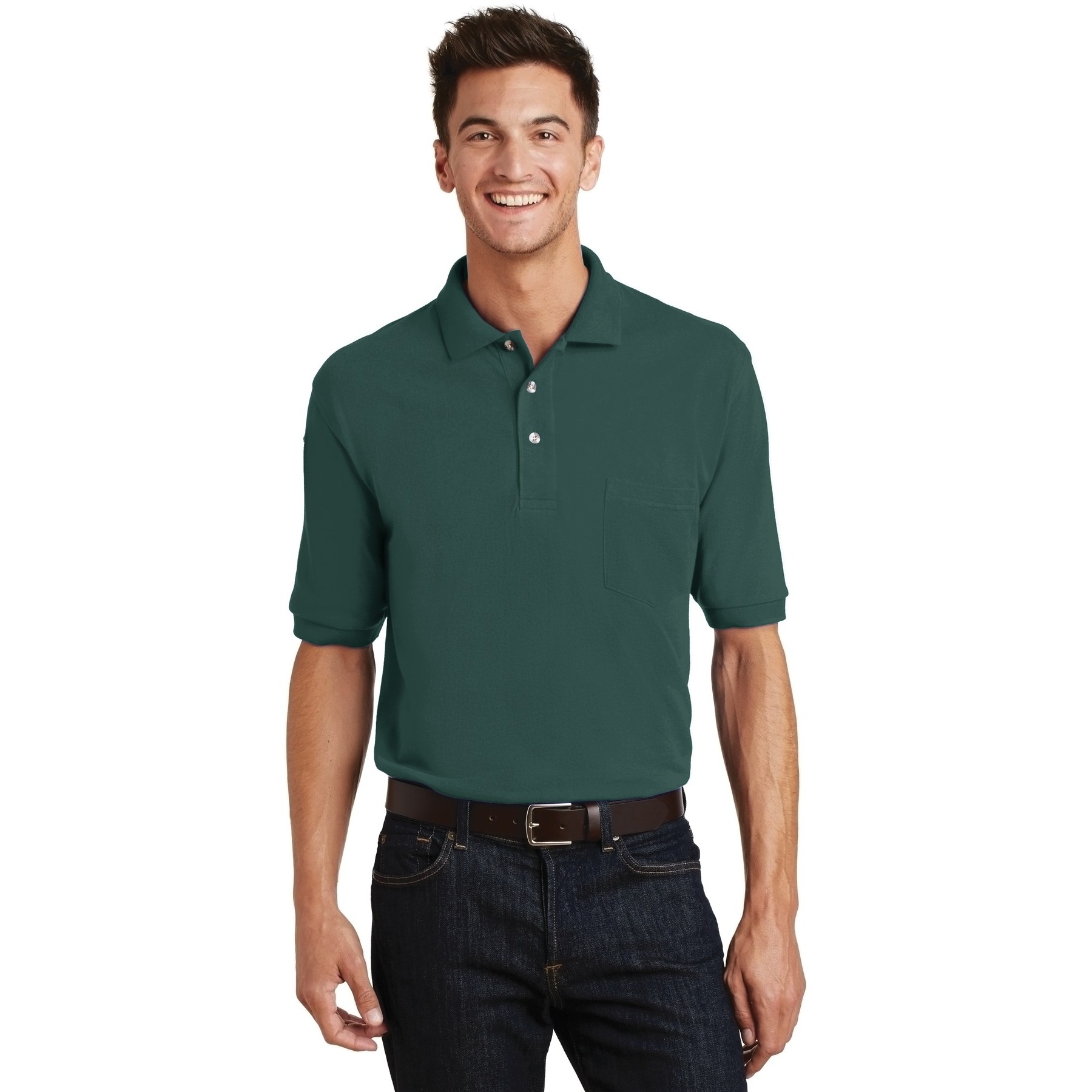 Heavyweight Cotton Pique Polo with Pocket - Thumbnail Image