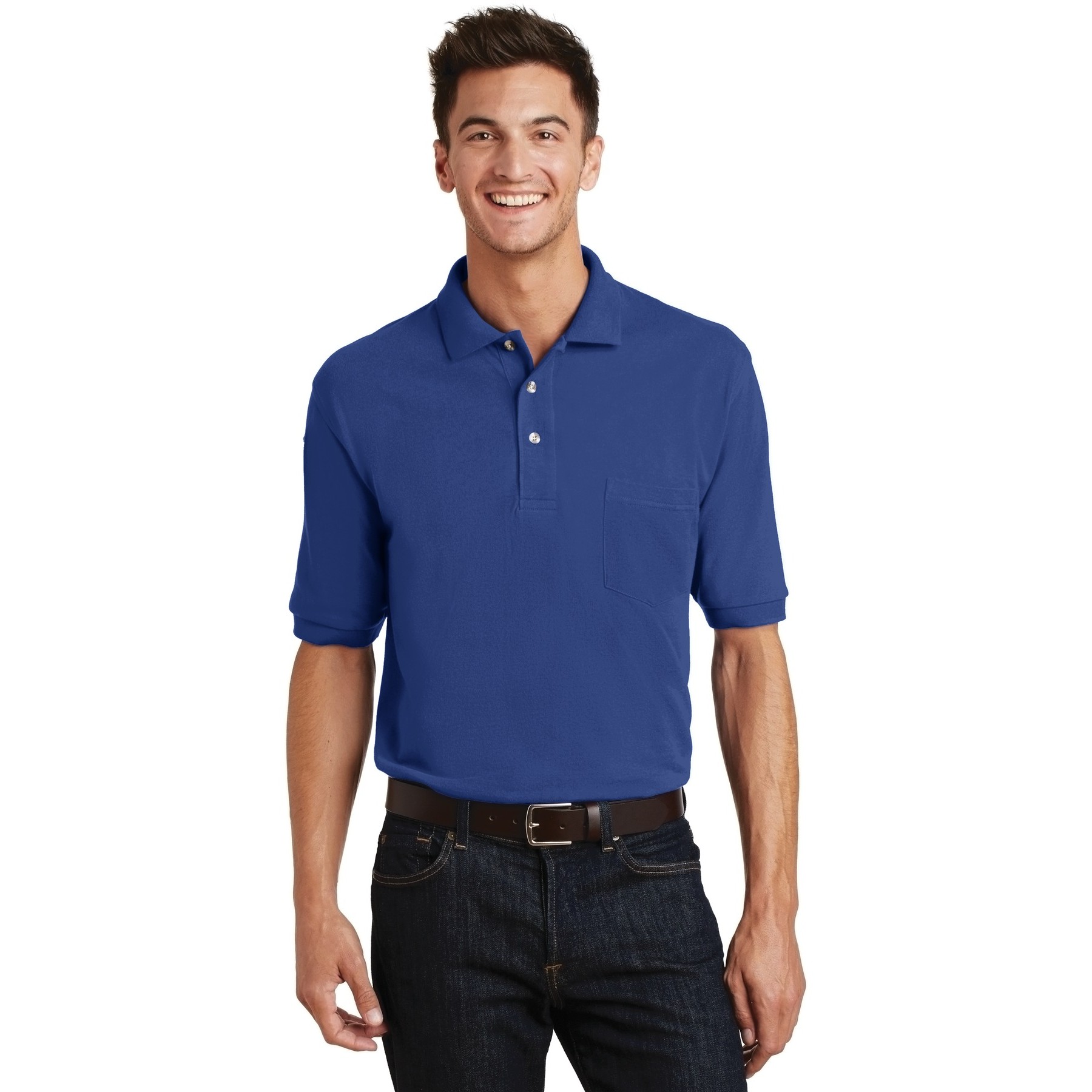 Heavyweight Cotton Pique Polo with Pocket - Thumbnail Image