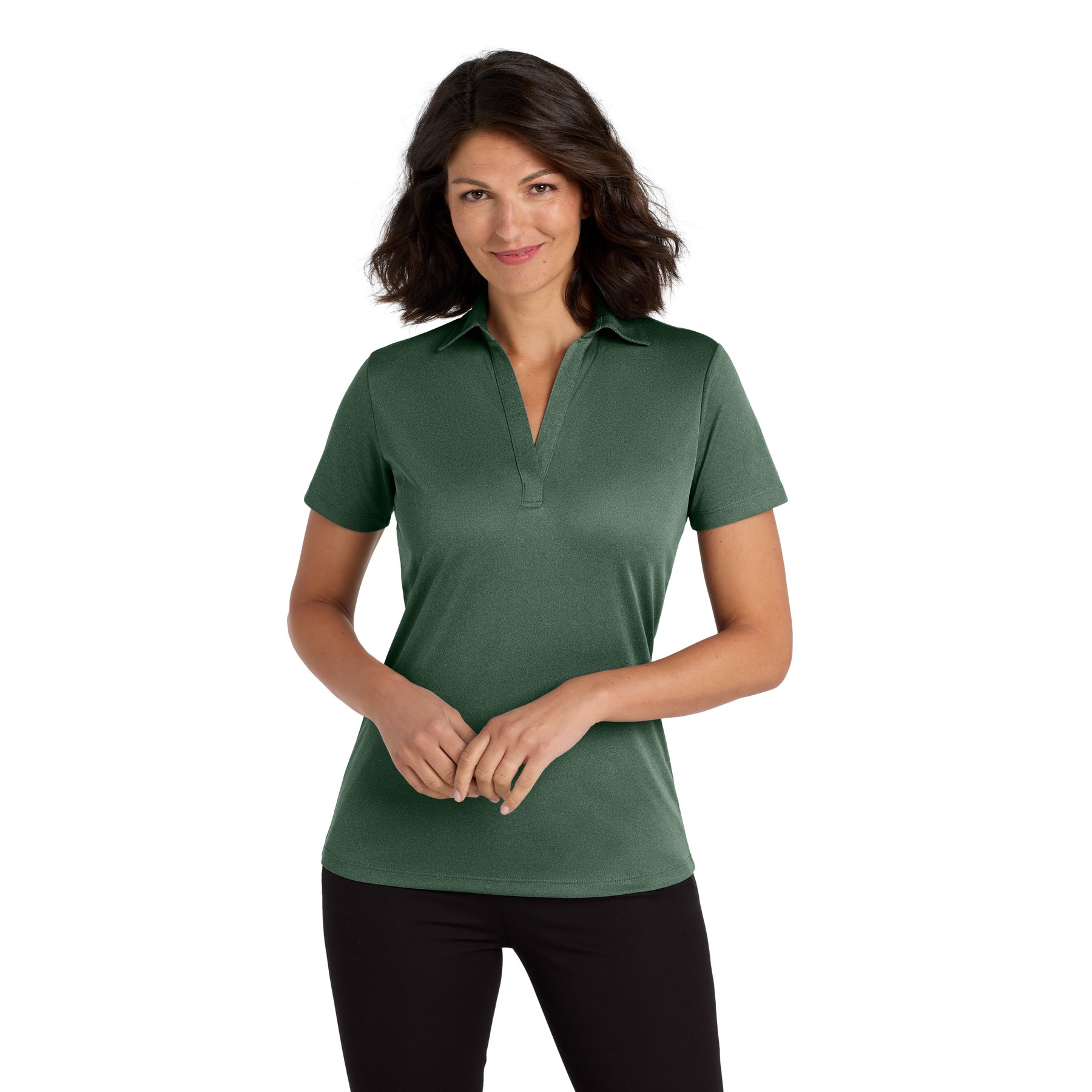 Women's Heathered Silk Touch Performance Polo - Thumbnail Image