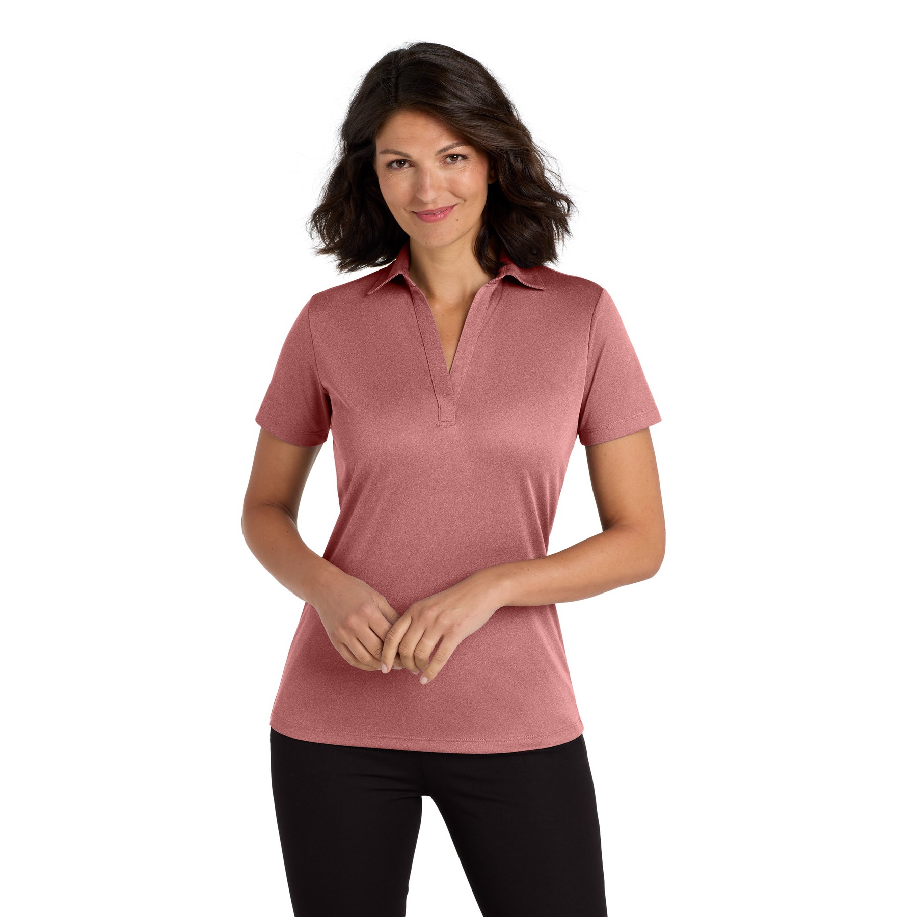 Women's Heathered Silk Touch Performance Polo - Thumbnail Image