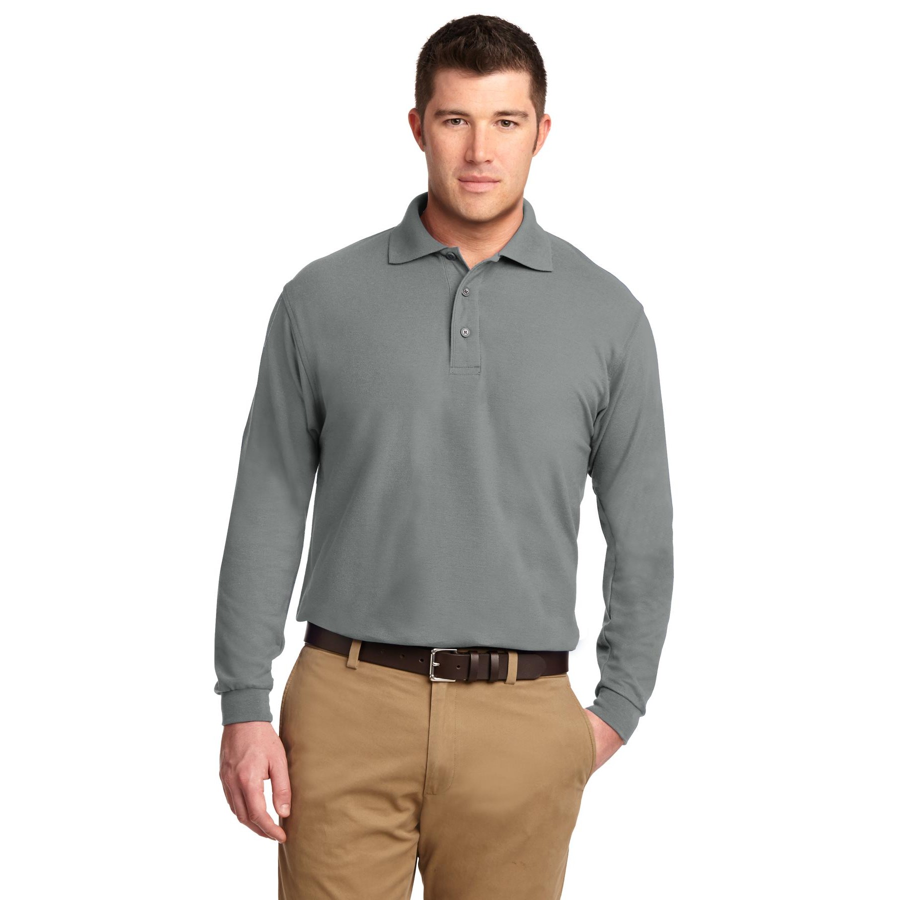 Tall Silk Touch Long Sleeve Polo - Thumbnail Image