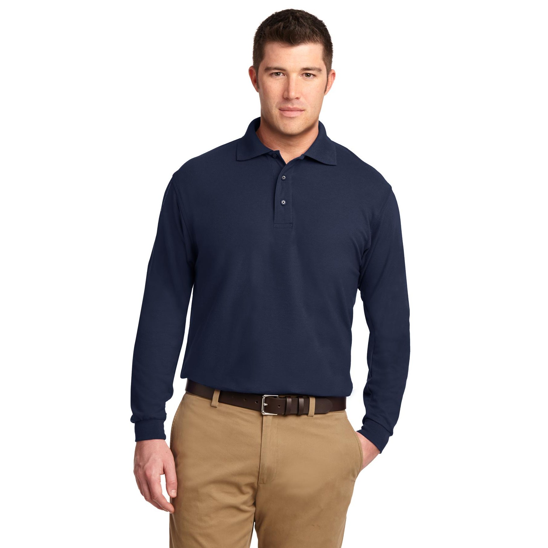 Tall Silk Touch Long Sleeve Polo - Thumbnail Image