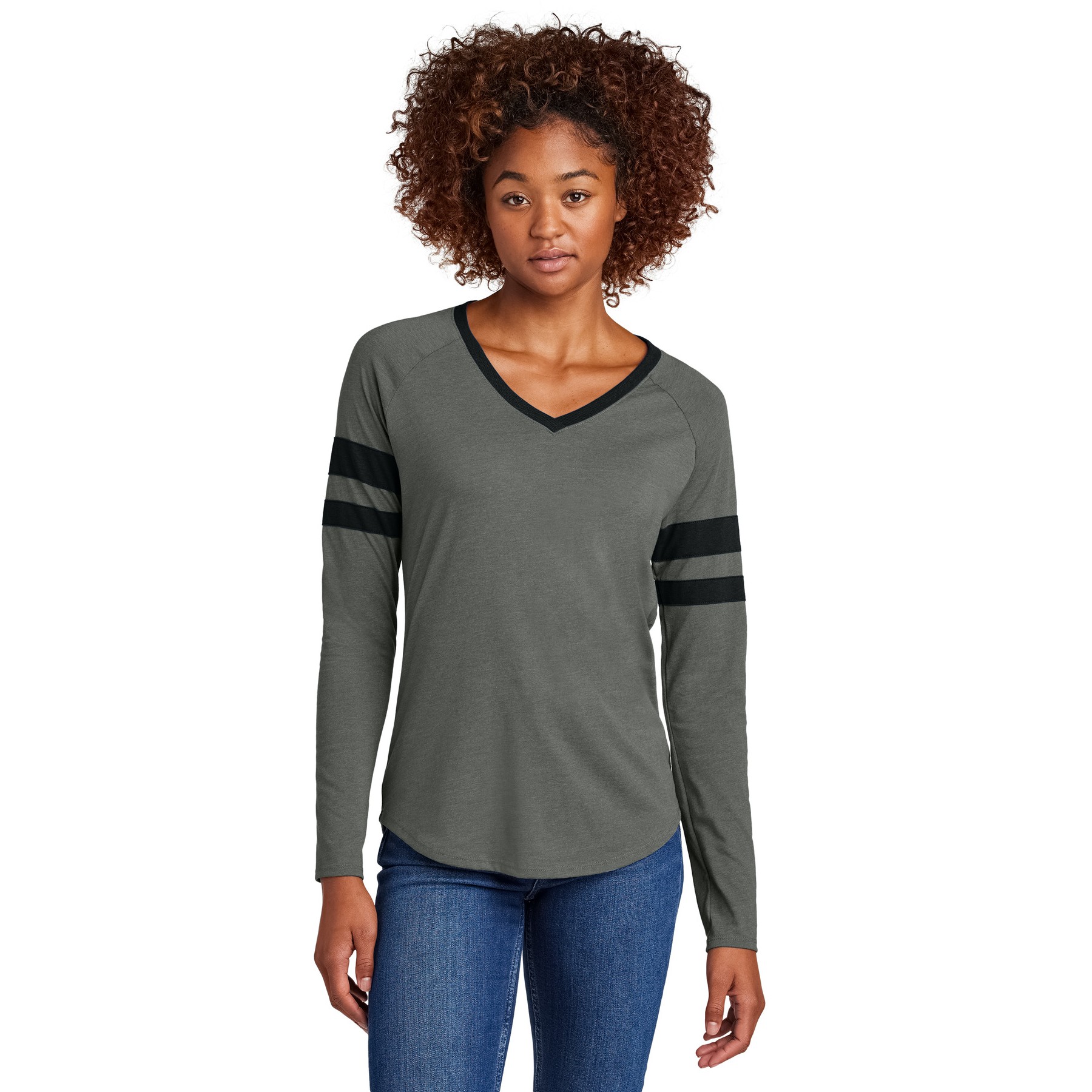 Women's Halftime Stripe Long Sleeve V-Neck Tee - Thumbnail Image