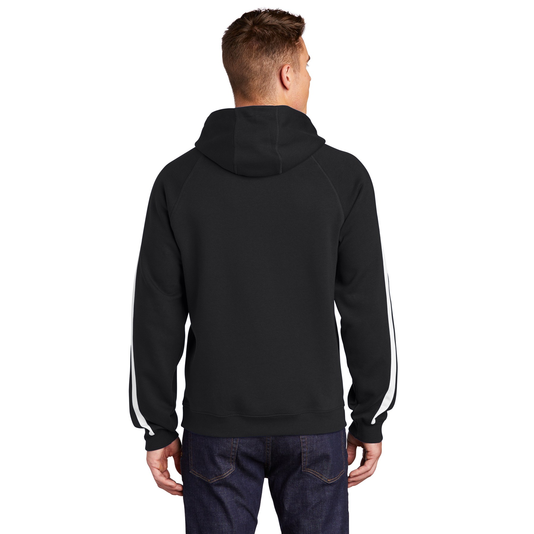Sleeve Stripe Pullover Hooded Sweatshirt - Thumbnail Image