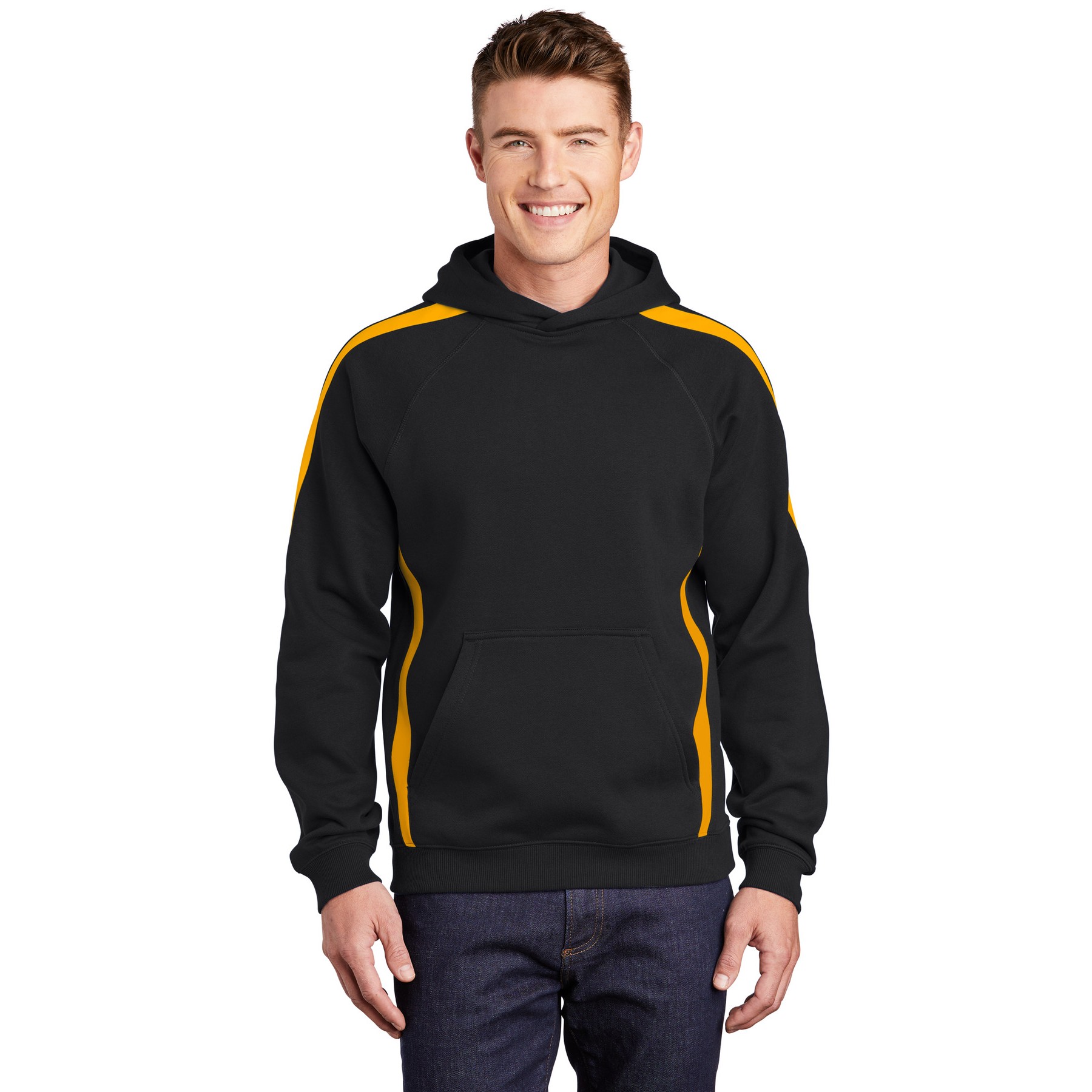 Sleeve Stripe Pullover Hooded Sweatshirt - Thumbnail Image