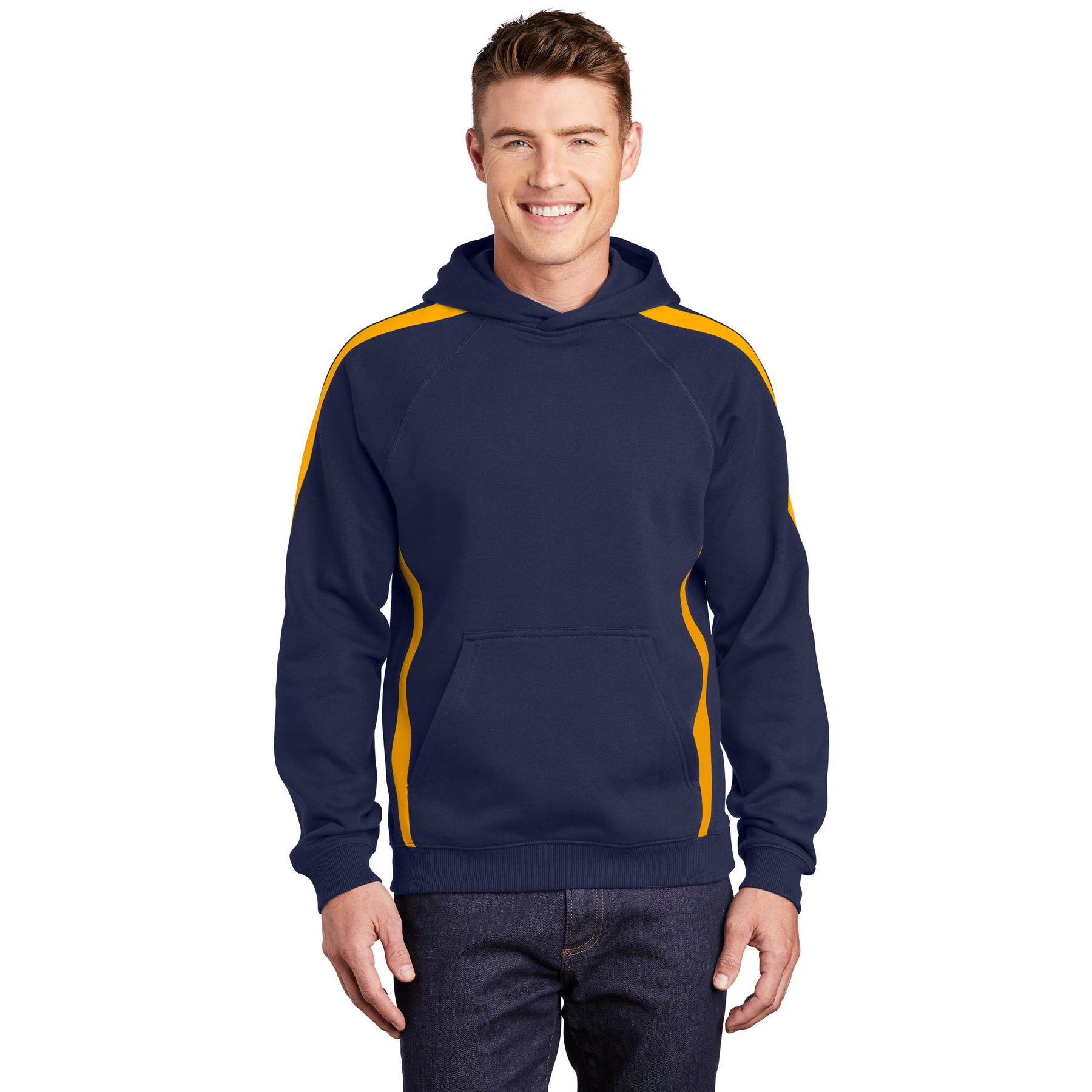 Sleeve Stripe Pullover Hooded Sweatshirt - Thumbnail Image