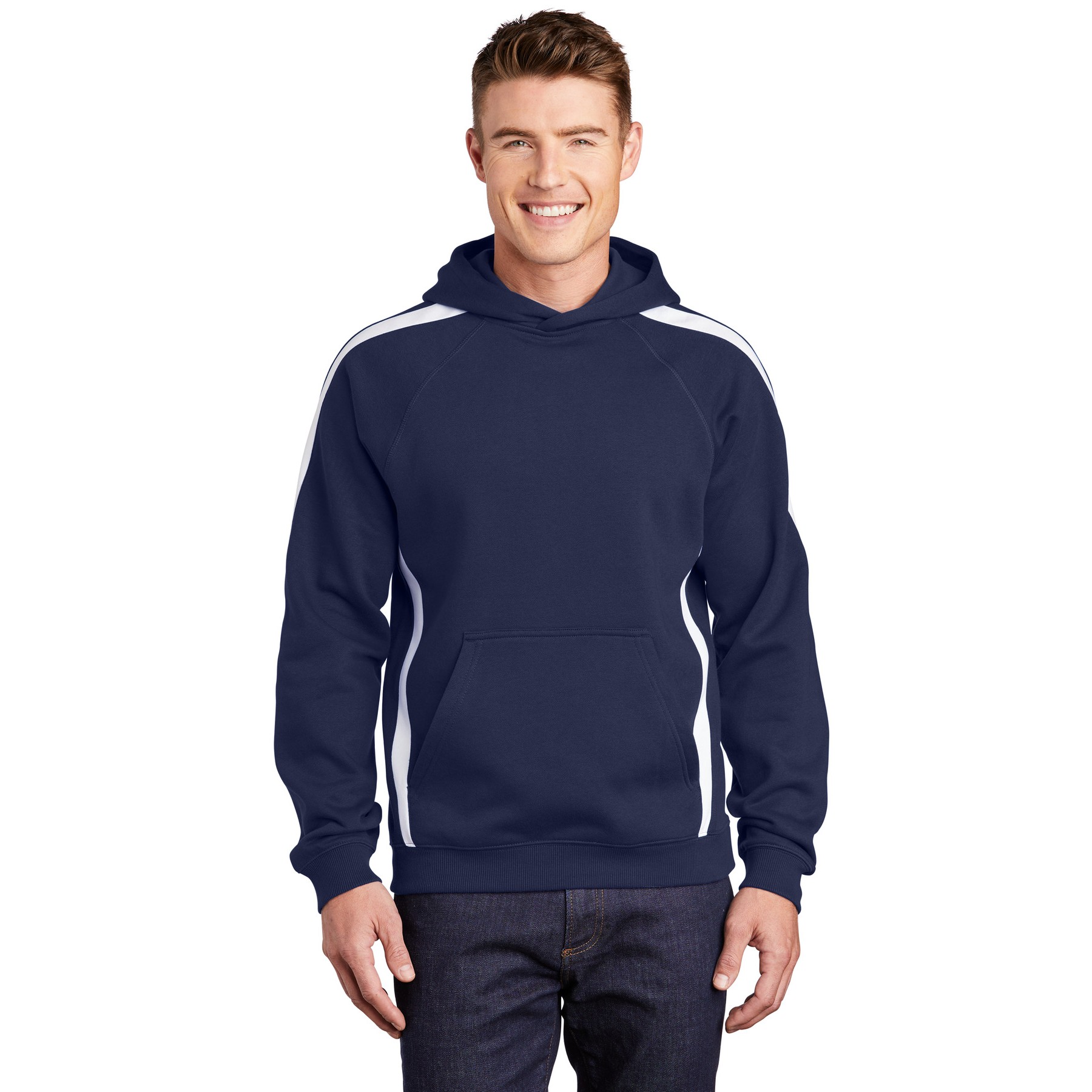 Sleeve Stripe Pullover Hooded Sweatshirt - Thumbnail Image