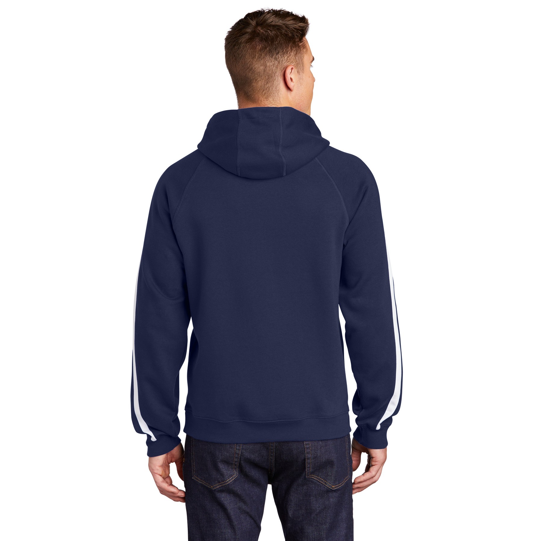Sleeve Stripe Pullover Hooded Sweatshirt - Thumbnail Image