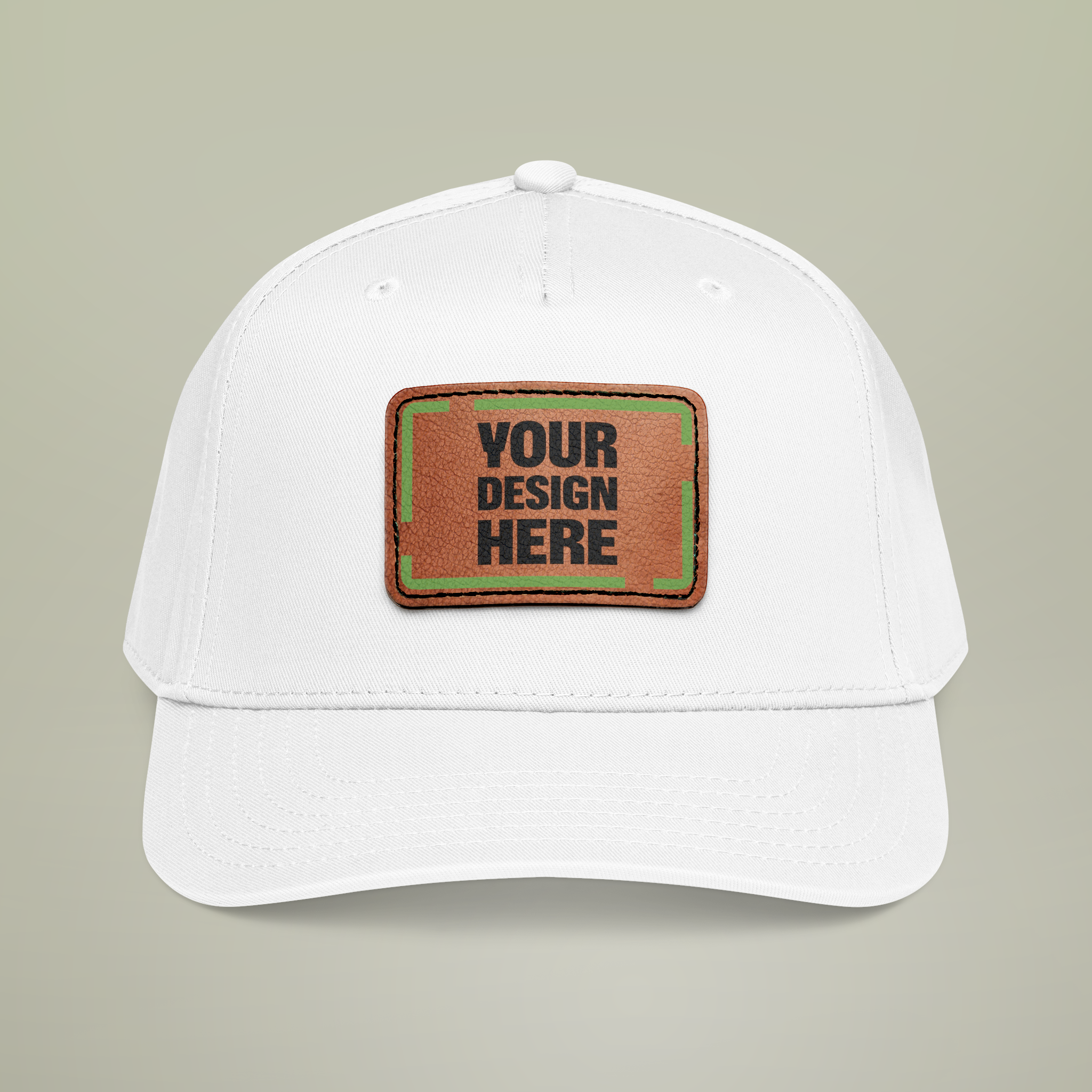 Mid Profile Baseball Cap with Leather Patch (Rectangle)