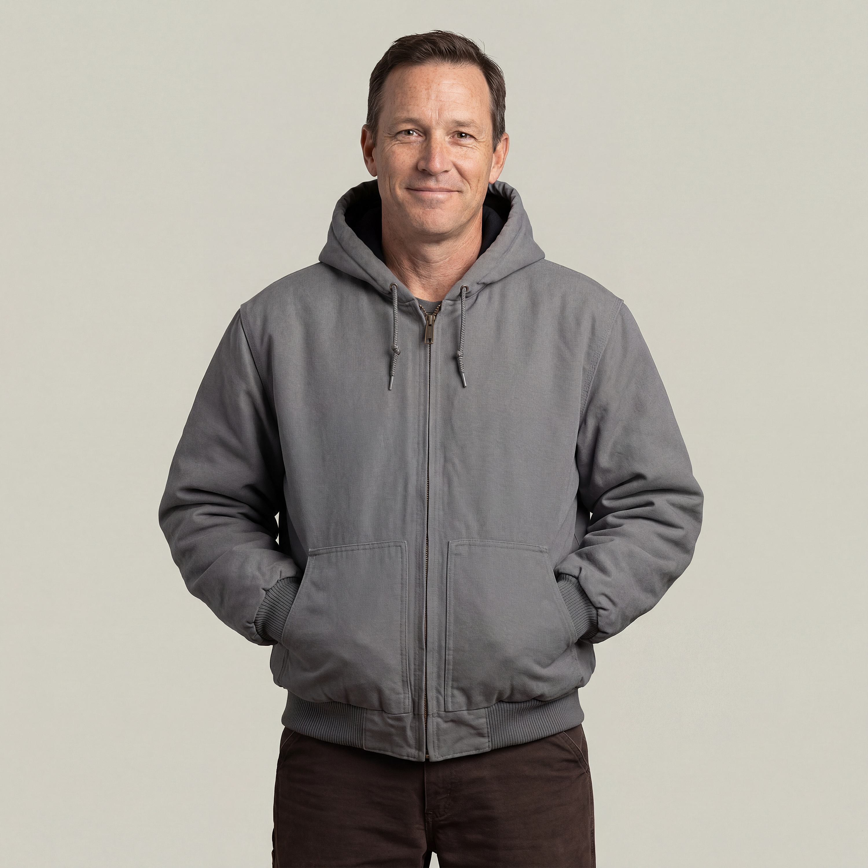 CornerStone® Men's Duck Cloth Hooded Work Jacket (Embroidery) - Main Image