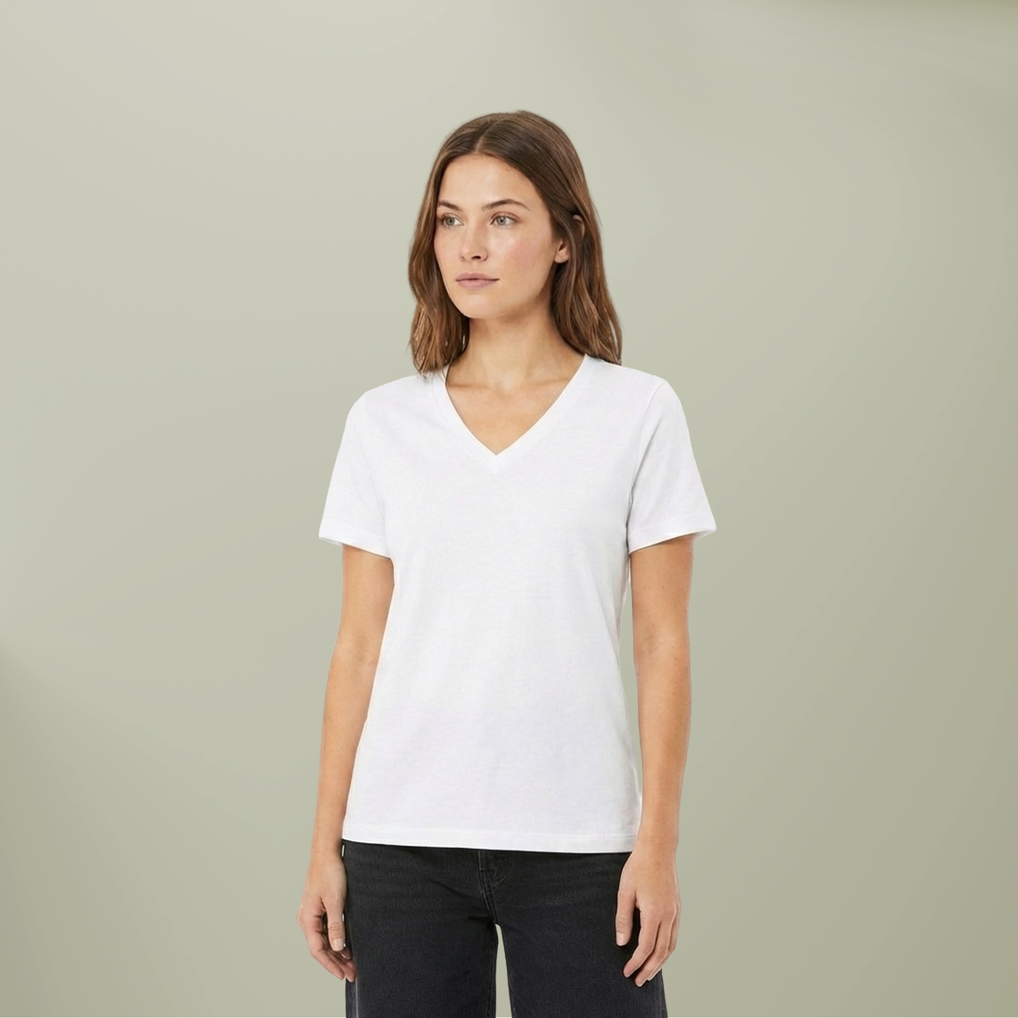 Women’s Relaxed Heather CVC V-Neck Tee - Main Image