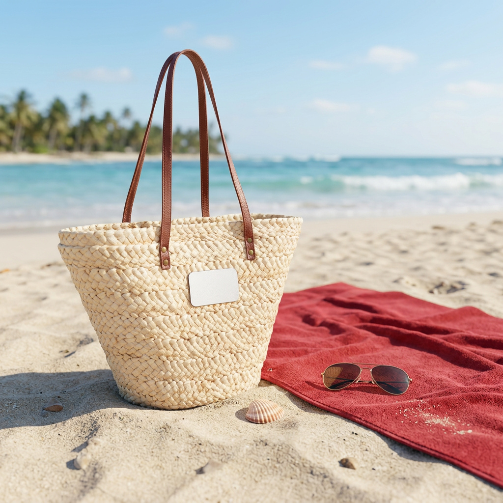 Woven Straw Tote Bag - Thumbnail Image